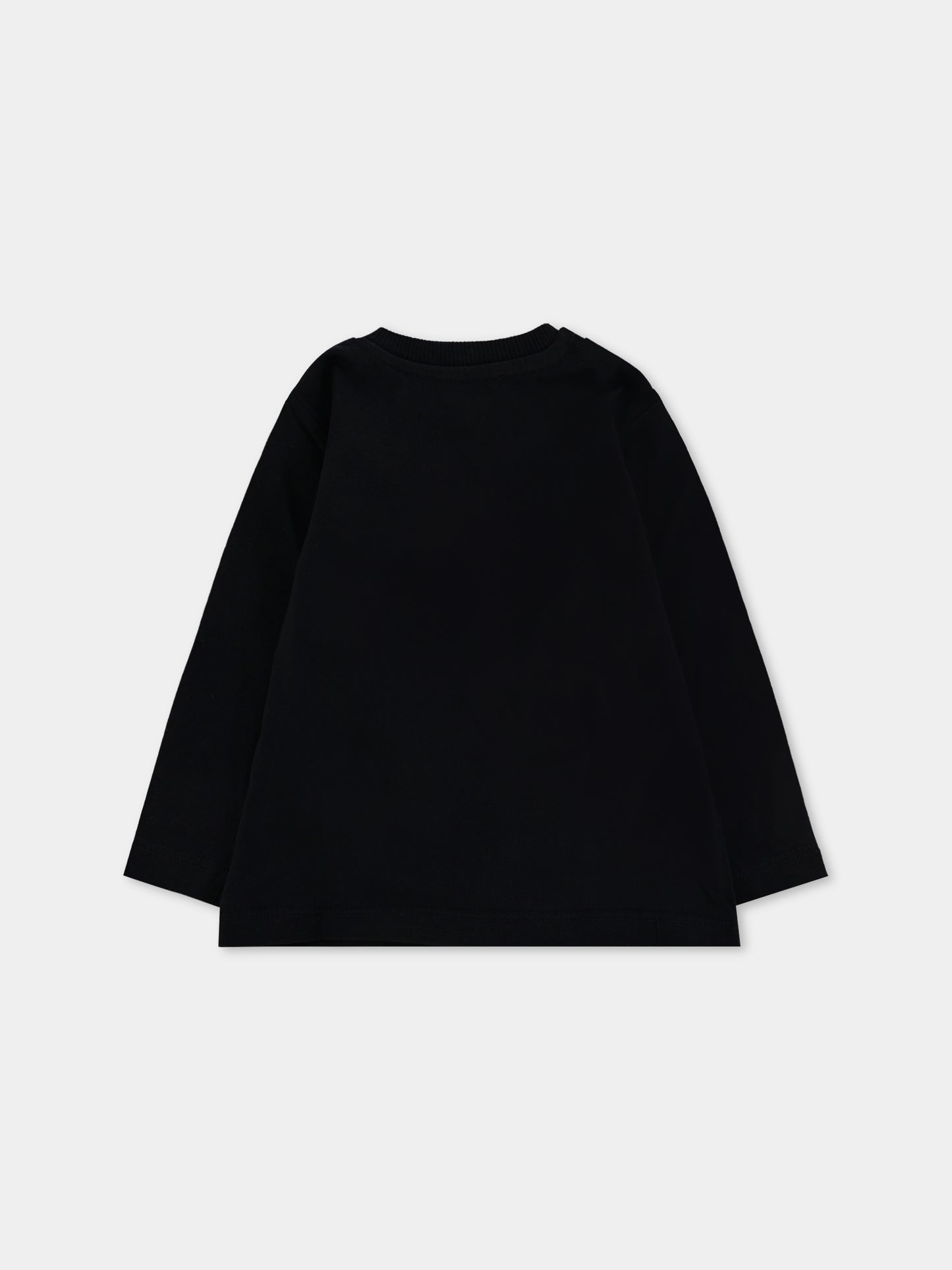 T-shirt nera per neonati con Teddy Bear,Moschino Kids,MZO00R LAA10 60100