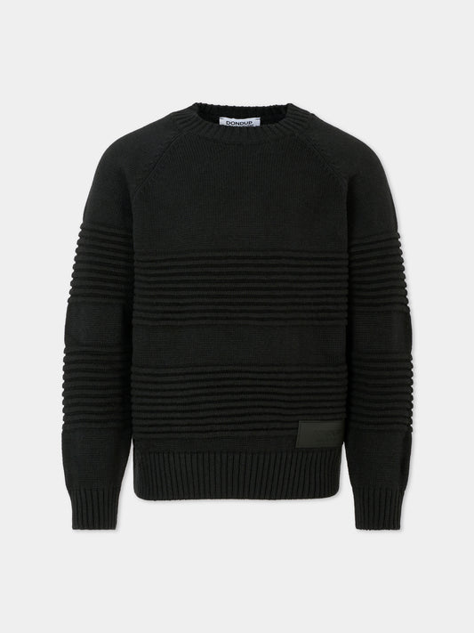 Maglione nero per bambino con logo,Dondup Kids,DMMA029 C FL011 N000