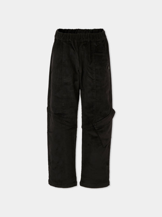 Pantaloni neri in velluto per bambino con logo,Dondup Kids,DMPA146 0 VE016 N000