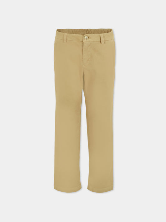 Pantaloni beige per bambino con logo