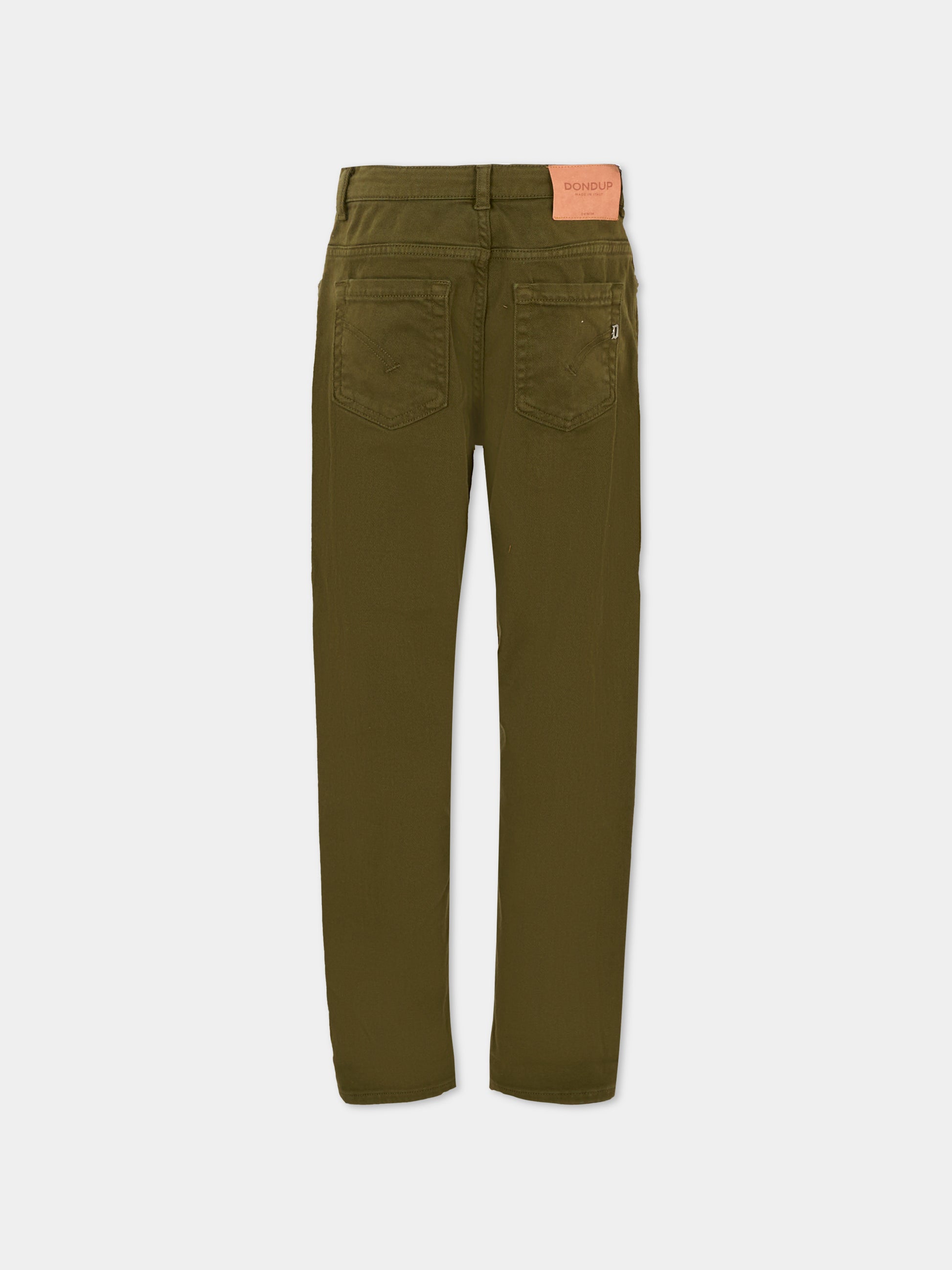 Jeans verdi per bambino con patch logato,Dondup Kids,DMPA153 C DS039 1005