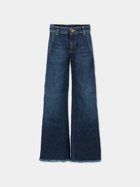 Jeans blu per bambina con patch logato,Dondup Kids,DFPA159 C DS056 4000