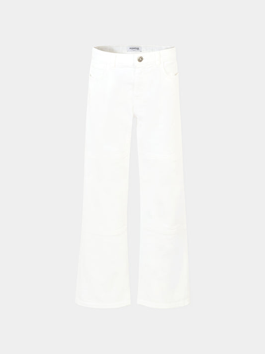 Jeans bianchi per bambina con logo,Dondup Kids,DFPA169 C DS039 0009