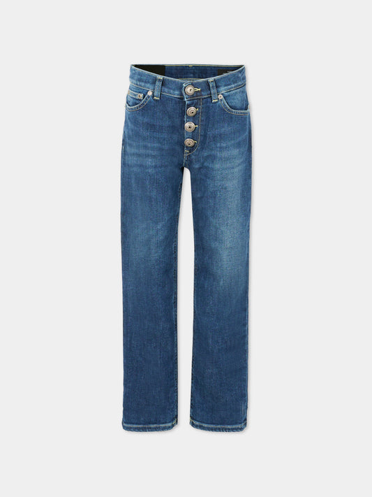 Jeans blu per bambina con bottoni e logo,Dondup Kids,DFPA154 C DS041 4098