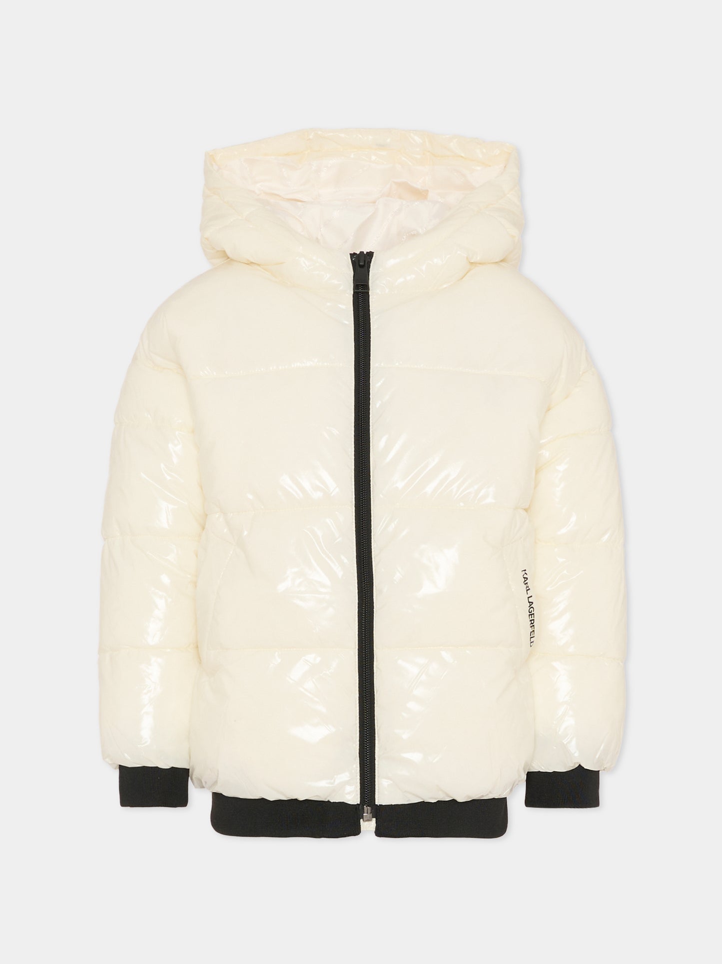 Piumino avorio per bambina con logo,Karl Lagerfeld Kids,Z30599 195