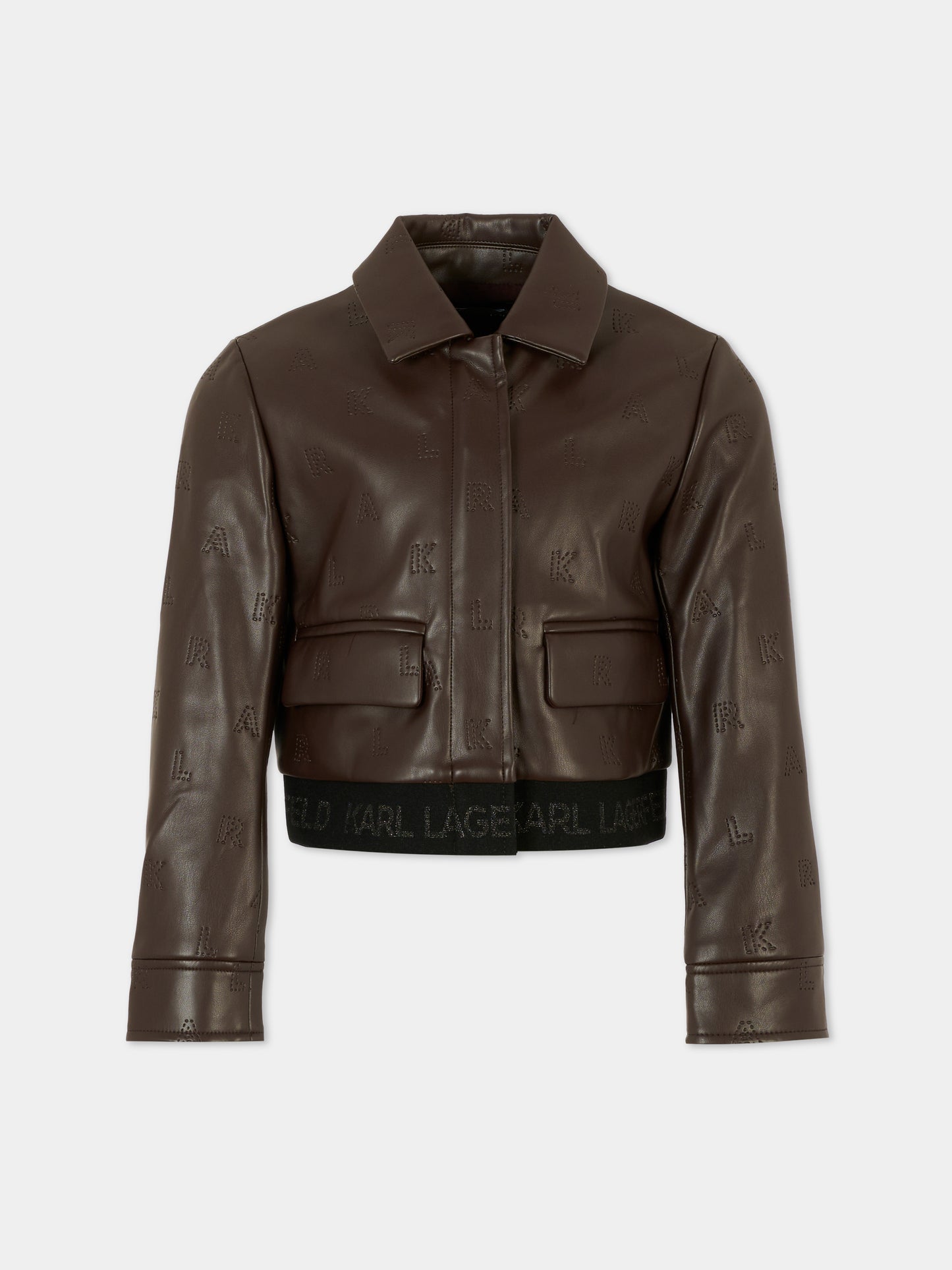 Giubbotto marrone per bambina con logo,Karl Lagerfeld Kids,Z30607 321