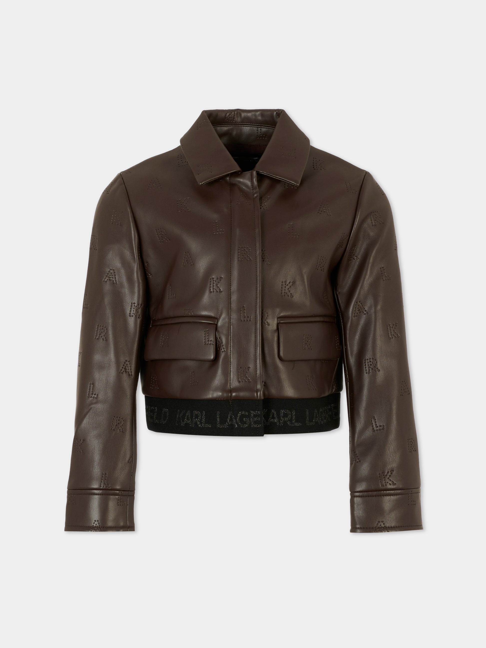 Giubbotto marrone per bambina con logo,Karl Lagerfeld Kids,Z30607 321