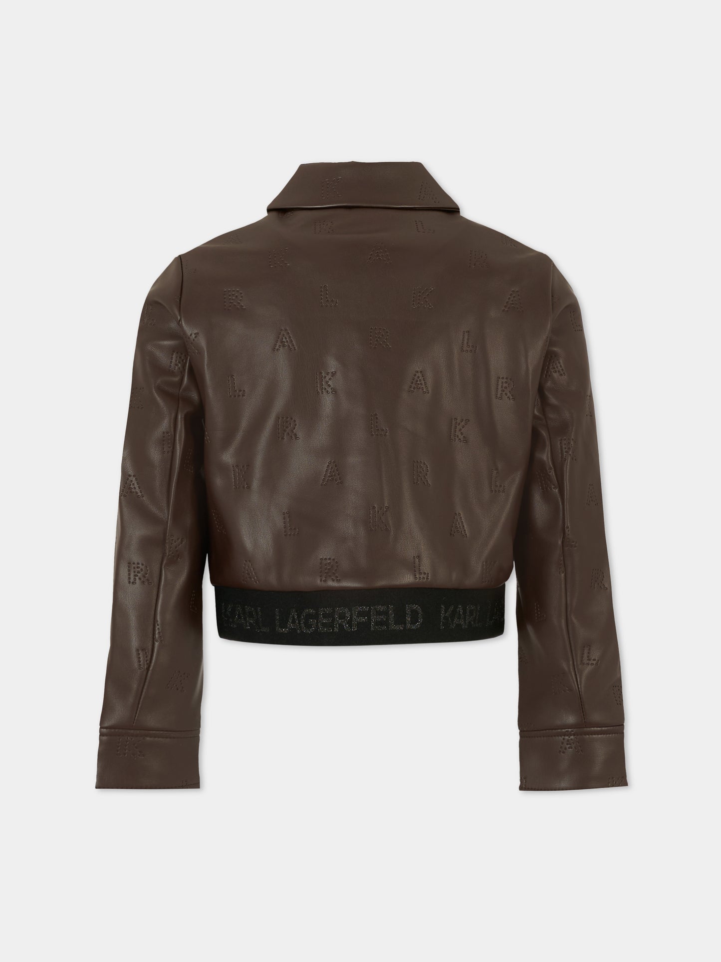 Giubbotto marrone per bambina con logo,Karl Lagerfeld Kids,Z30607 321