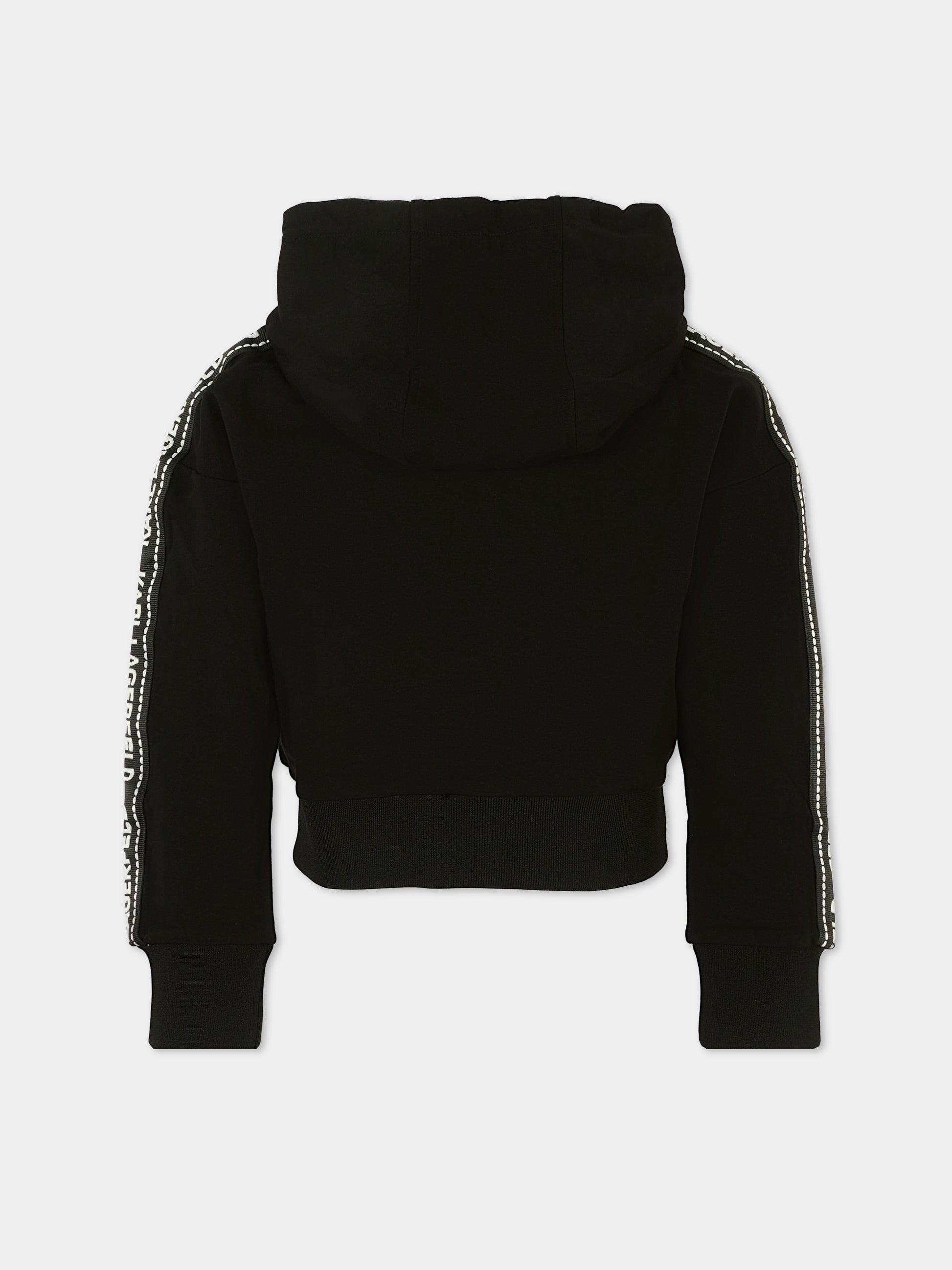 Felpa nera per bambina con logo,Karl Lagerfeld Kids,Z30609 09B
