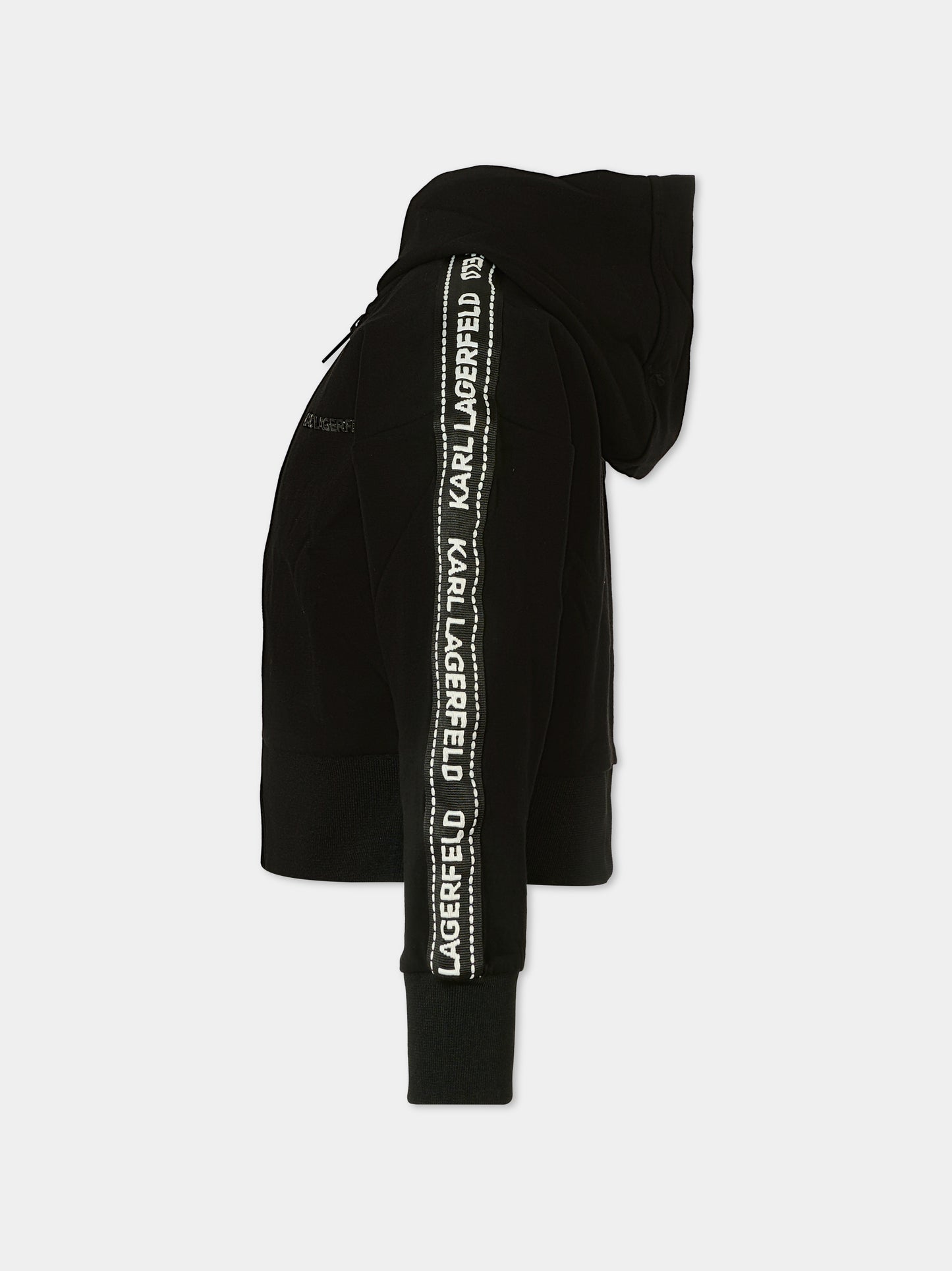 Felpa nera per bambina con logo,Karl Lagerfeld Kids,Z30609 09B