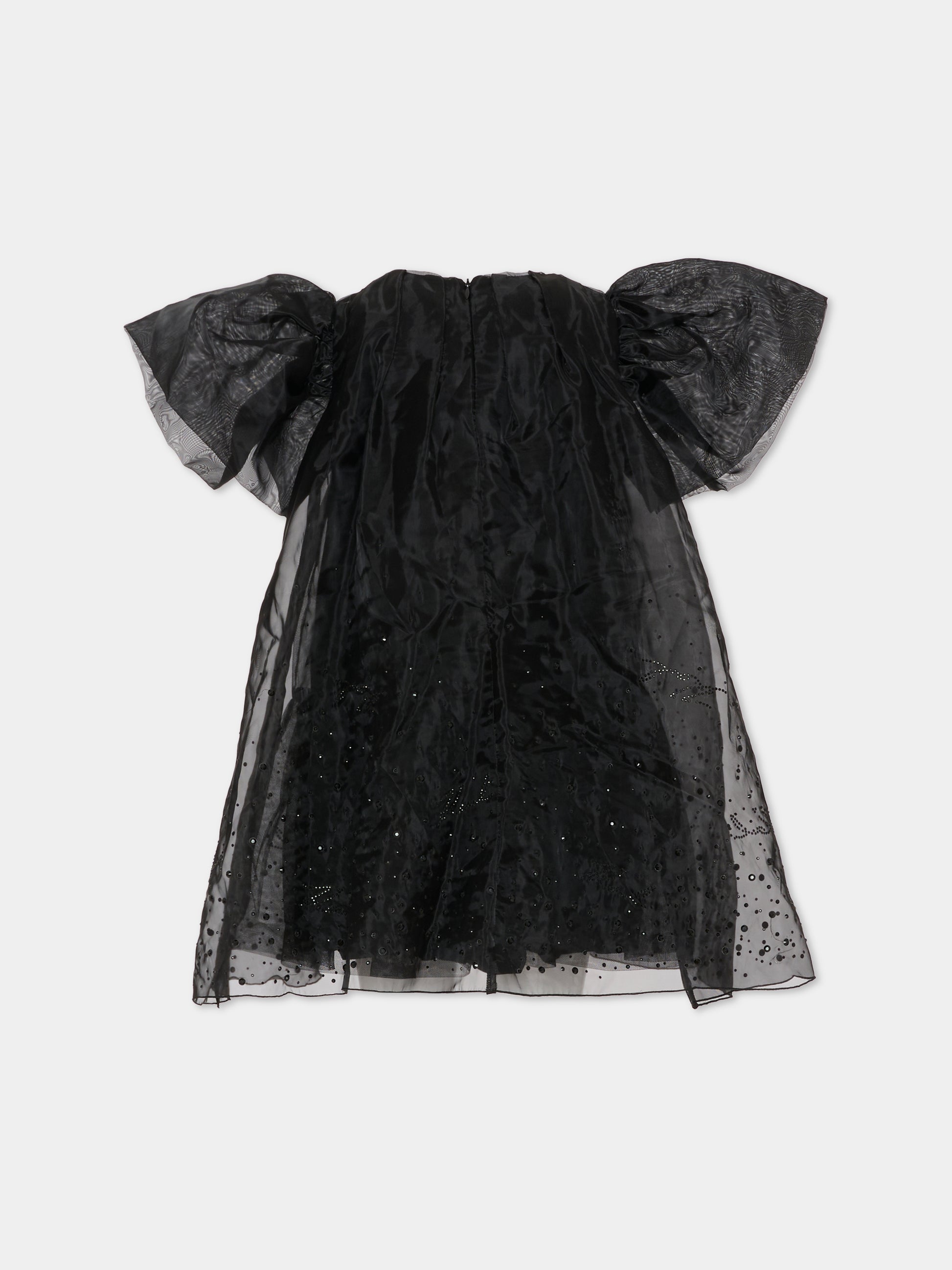 Vestito nero per bambina con strass e logo,Karl Lagerfeld Kids,Z30624 09B