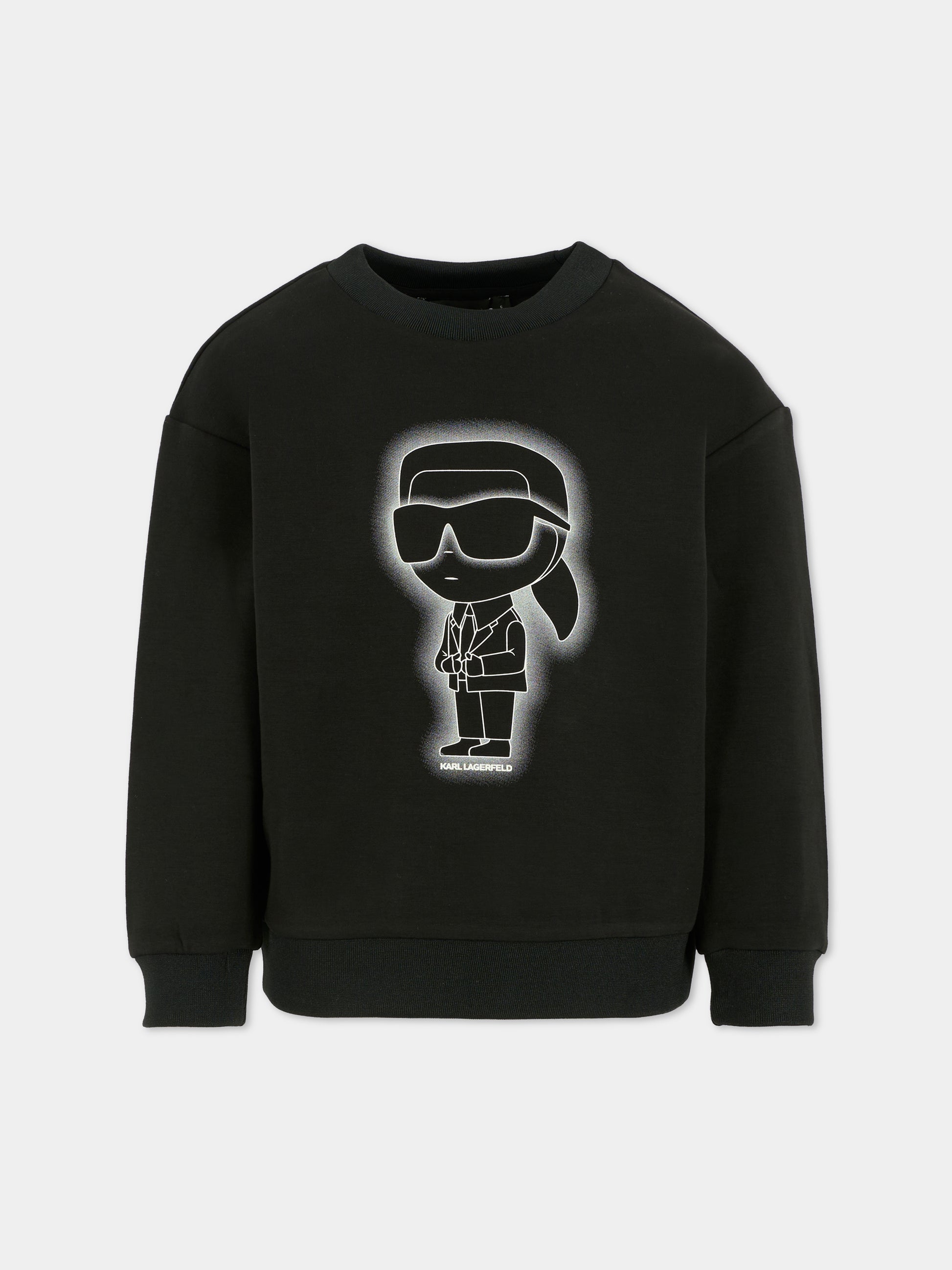 Felpa nera per bambino con Karl Lagerfeld,Karl Lagerfeld Kids,Z30637 09B