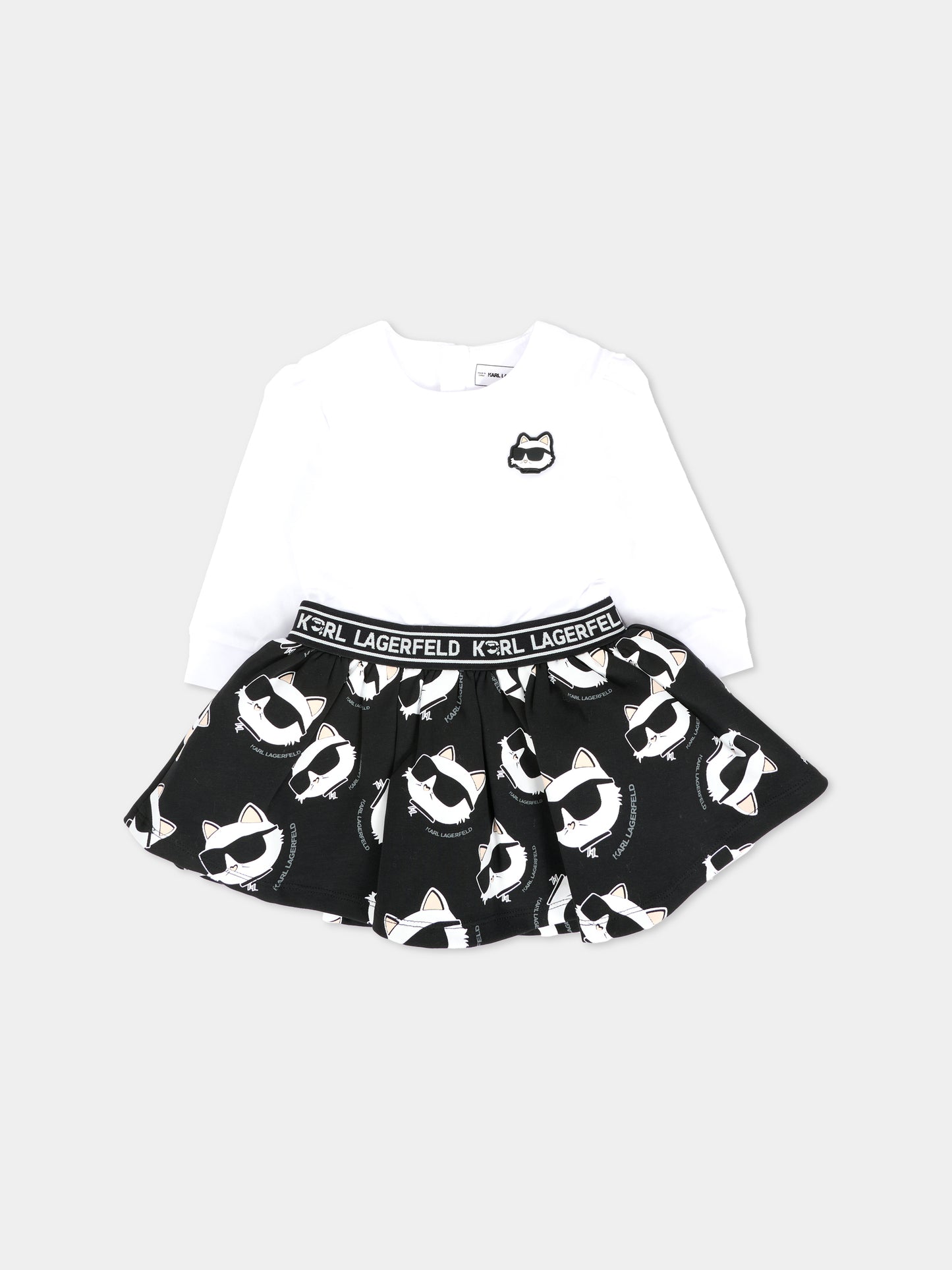 Vestito bianco per neonata con Choupette,Karl Lagerfeld Kids,Z30659 N50