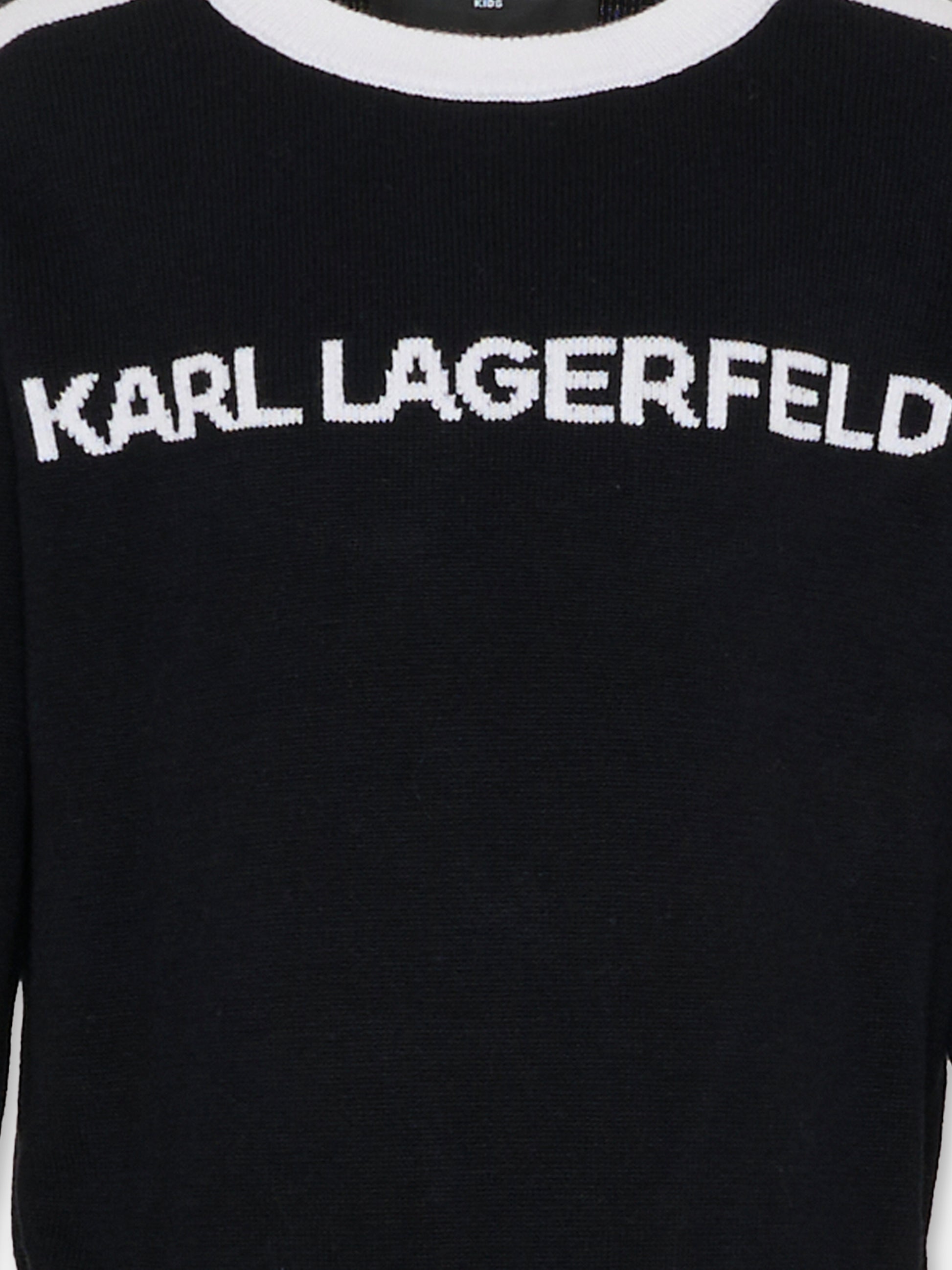 Maglione nero per bambina con logo,Karl Lagerfeld Kids,Z30936 M41
