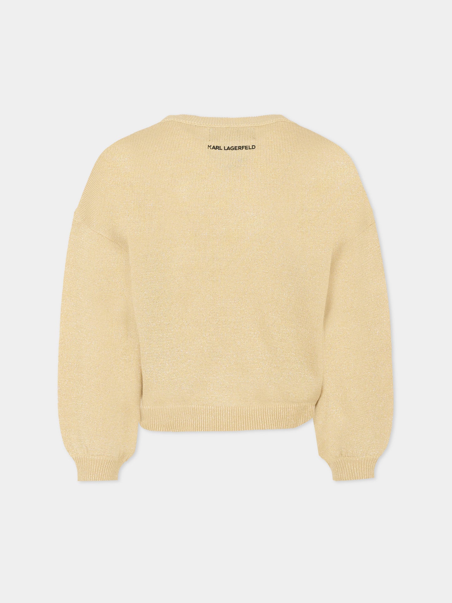 Maglione oro per bambina con logo,Karl Lagerfeld Kids,Z30937 576