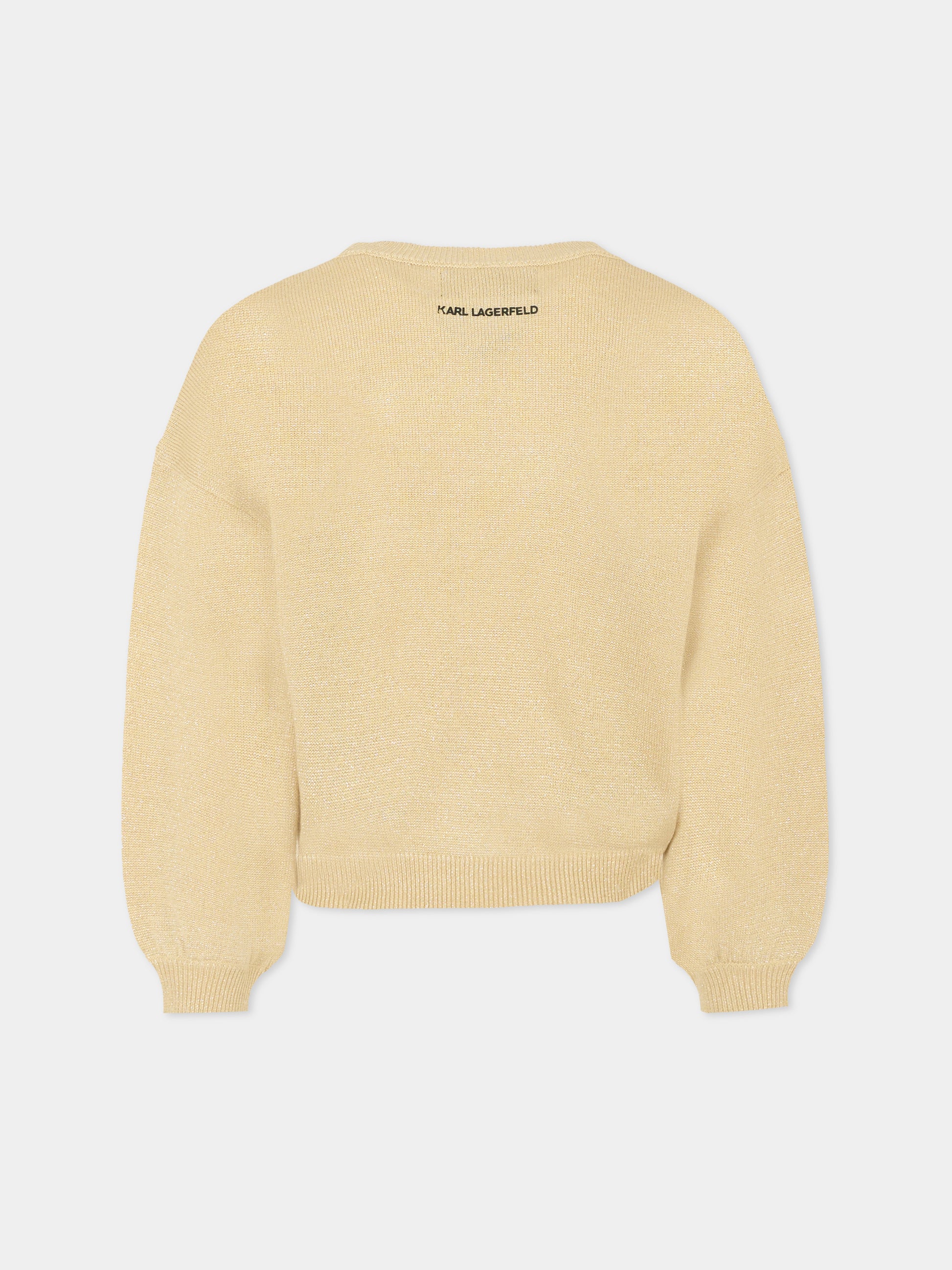 Maglione oro per bambina con logo,Karl Lagerfeld Kids,Z30937 576