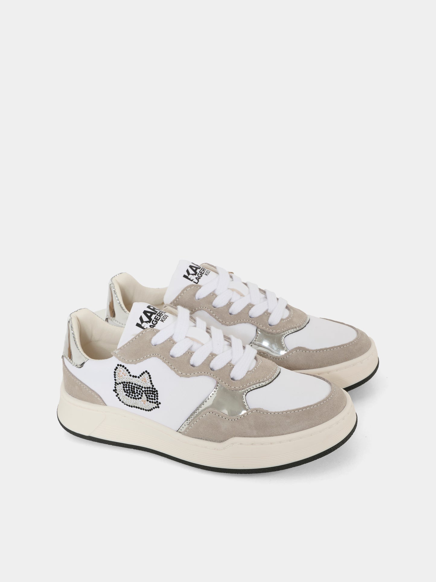 Sneakers bianche per bambina con Choupette,Karl Lagerfeld Kids,Z30986 10P