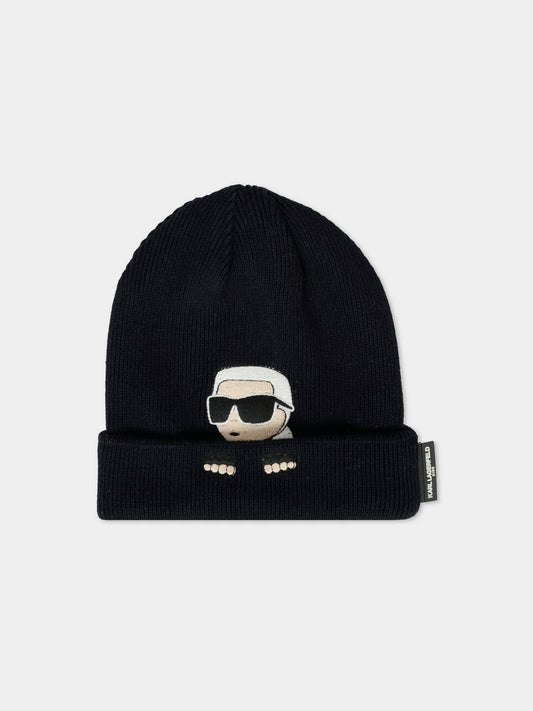 Berretto nero per neonato con Karl Lagerfeld,Karl Lagerfeld Kids,Z31004 09B