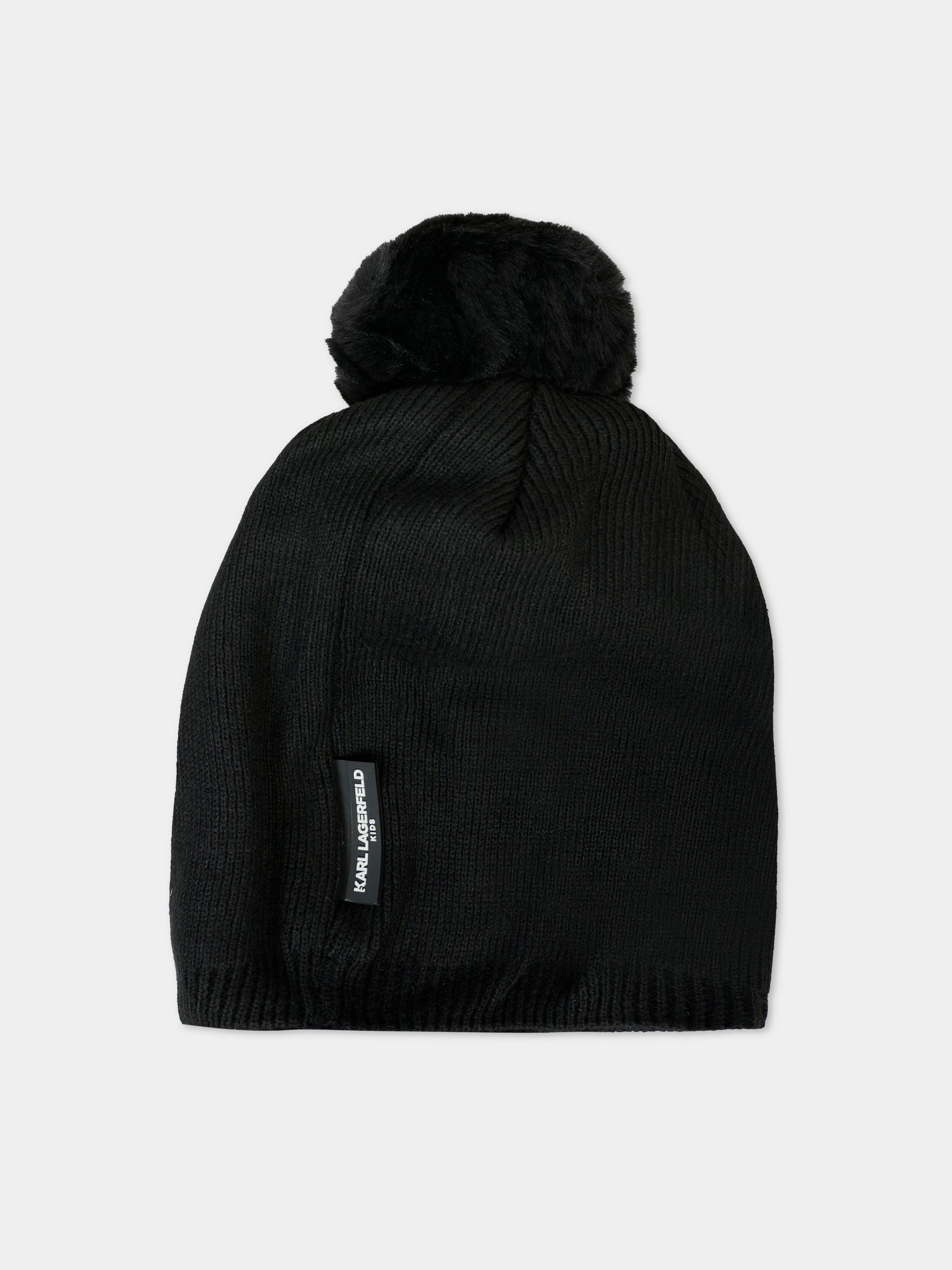 Berretto nero per bambina con Choupette,Karl Lagerfeld Kids,Z31008 09B