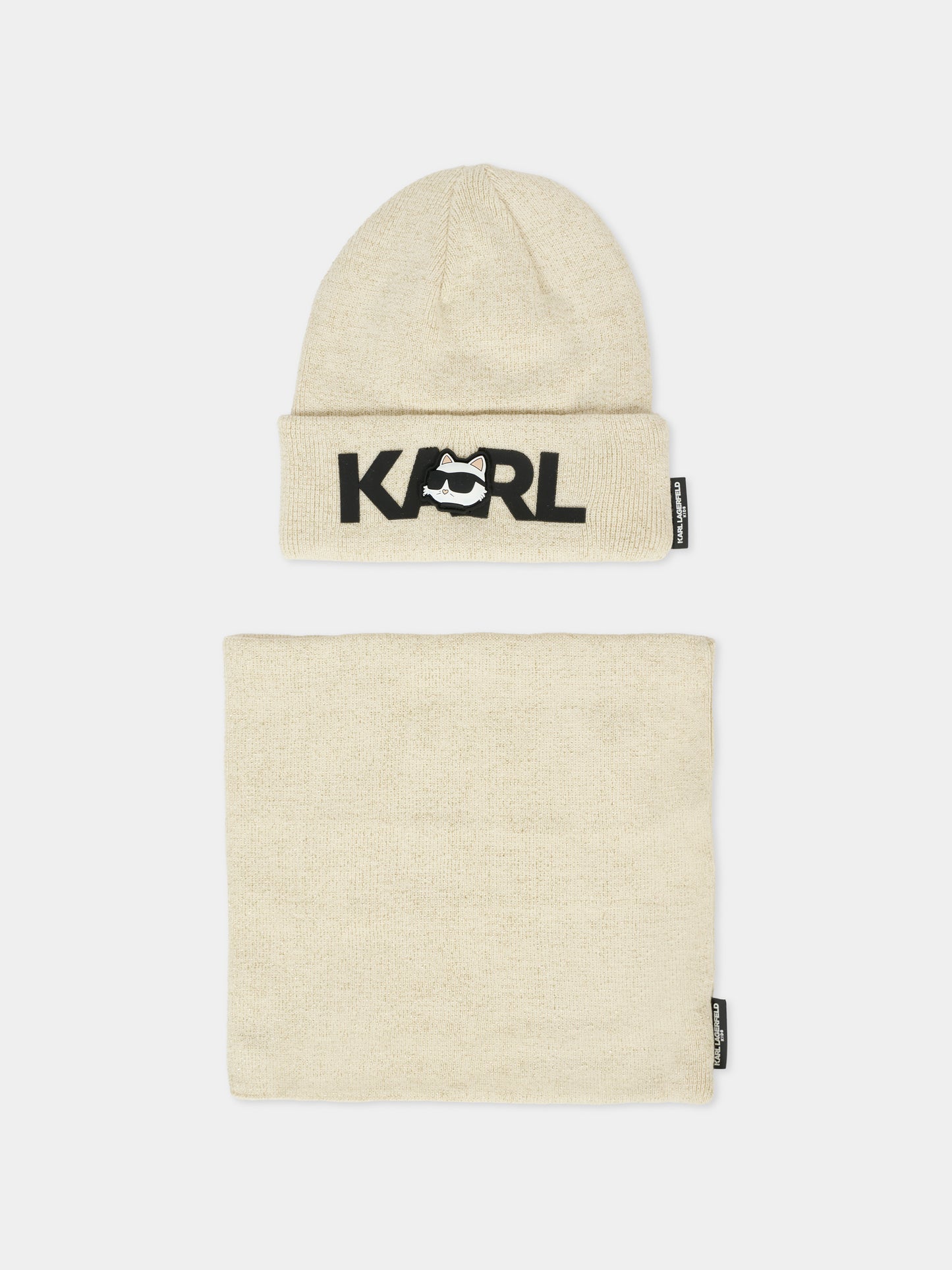 Set beige per bambina con Choupette e logo,Karl Lagerfeld Kids,Z31013 576