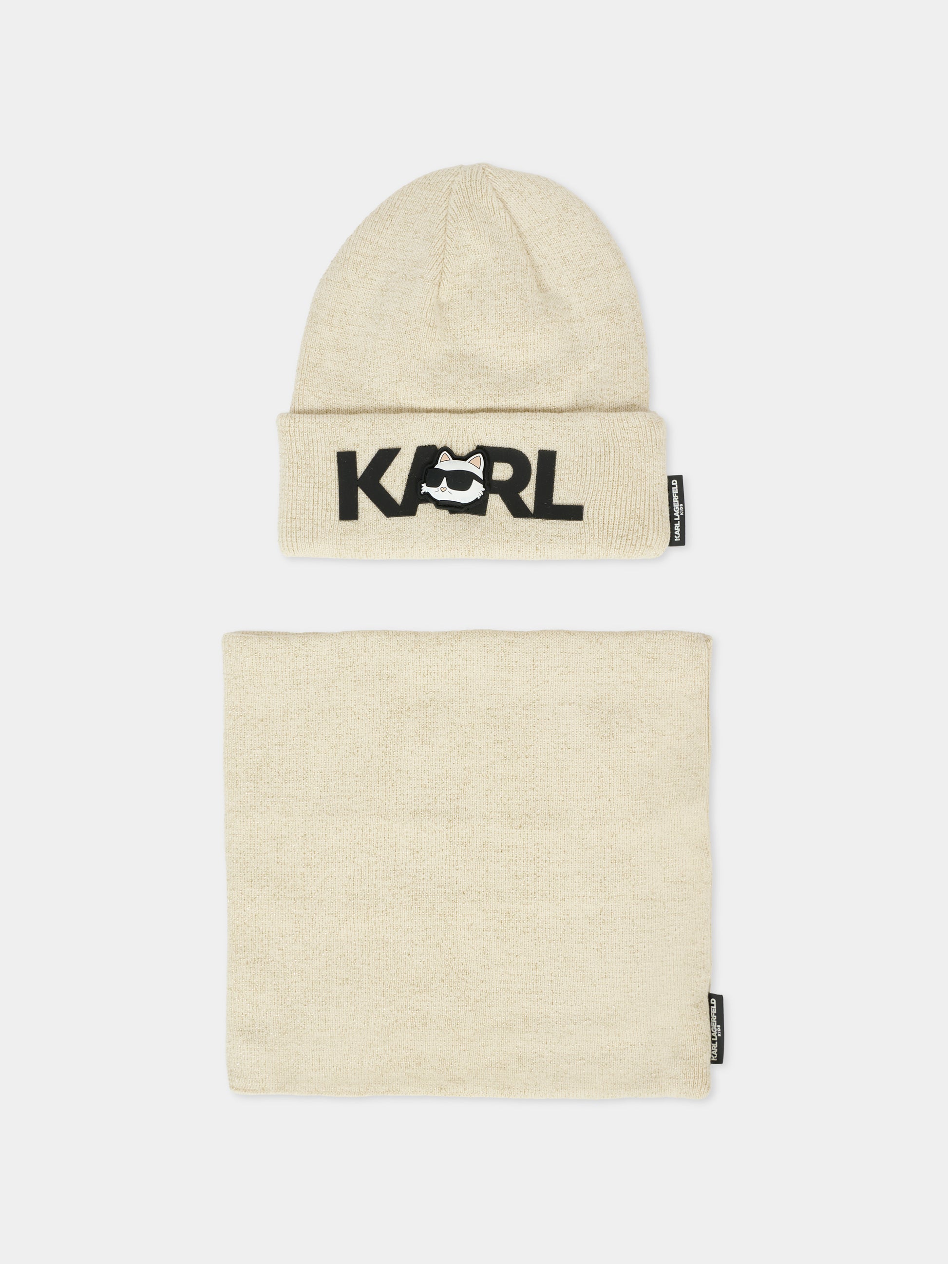 Set beige per bambina con Choupette e logo,Karl Lagerfeld Kids,Z31013 576