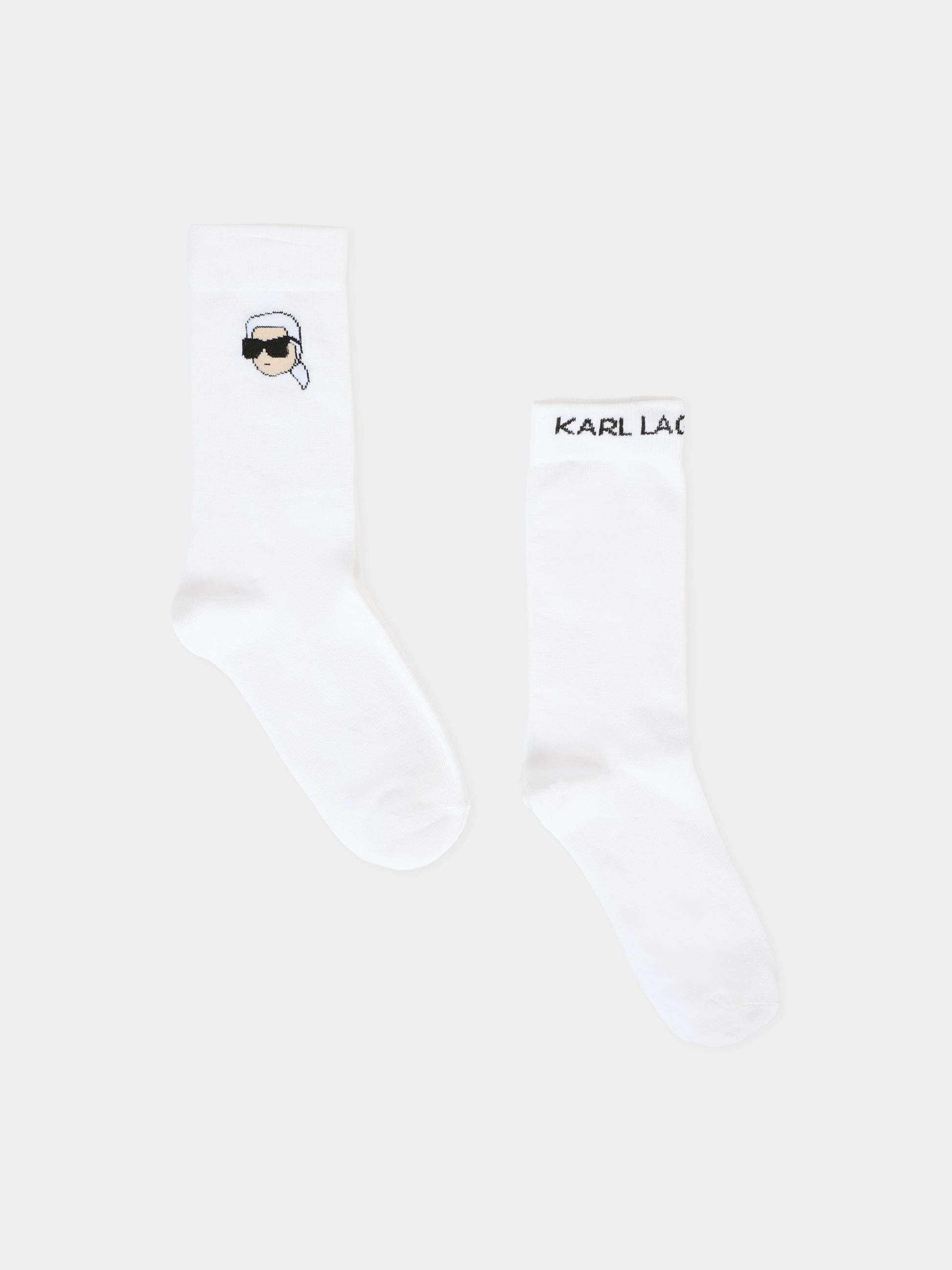 Set calze bianche per bambini con Karl Lagerfeld e logo nero,Karl Lagerfeld Kids,Z31016 10P