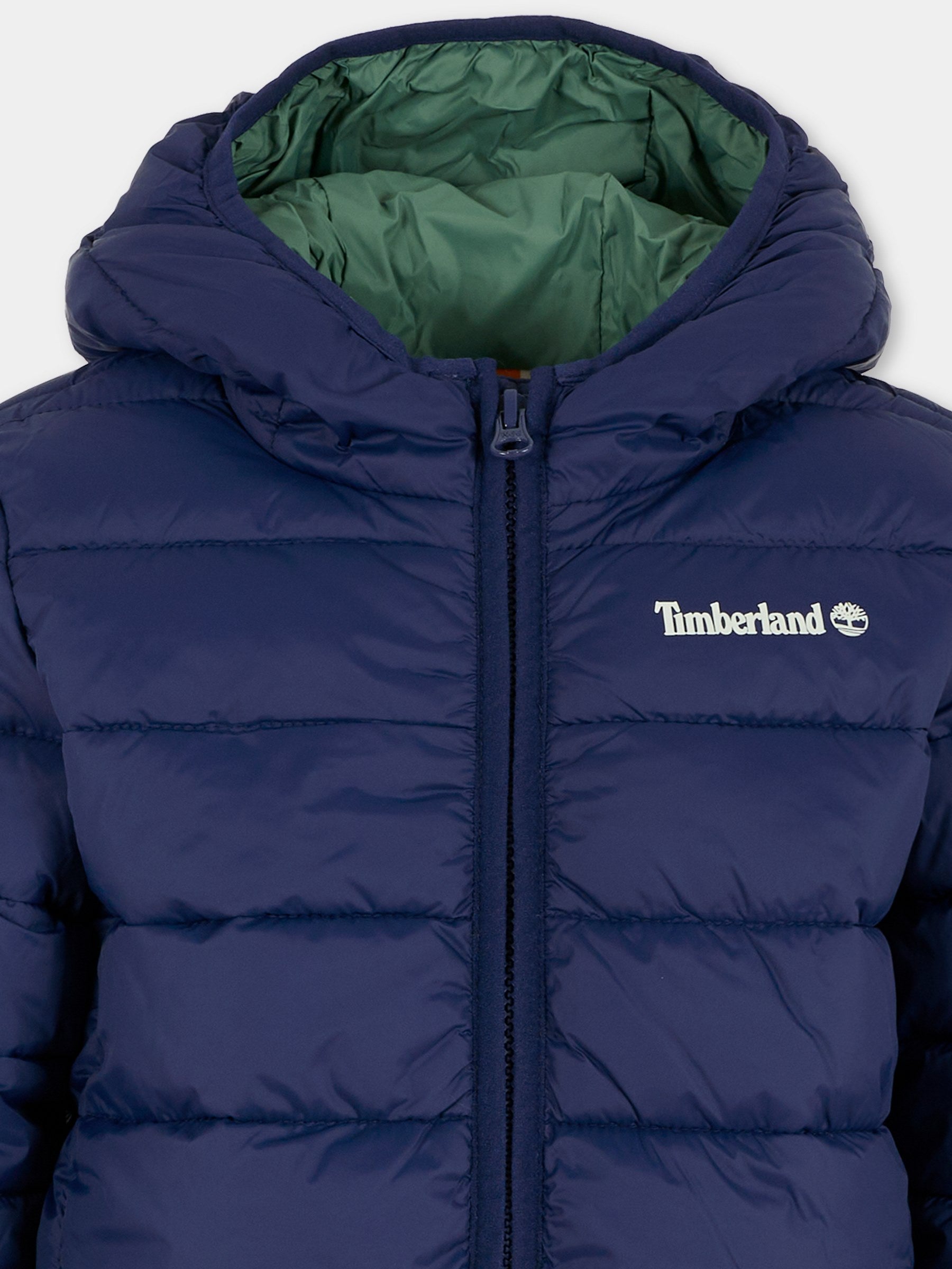 Piumino blu per bambino con logo,Timberland,T60377 828