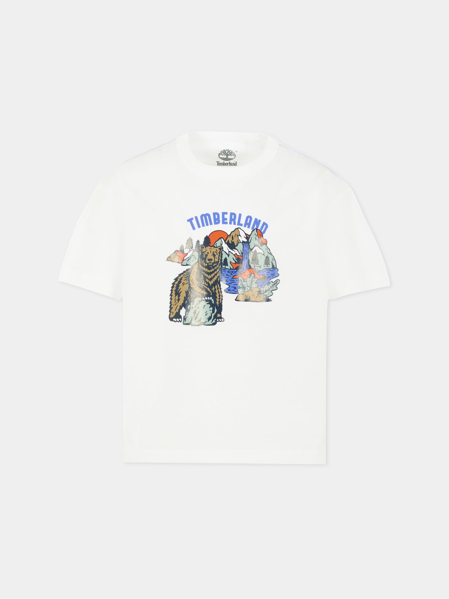 T-shirt bianca per bambino con orso,Timberland,T60536 10P