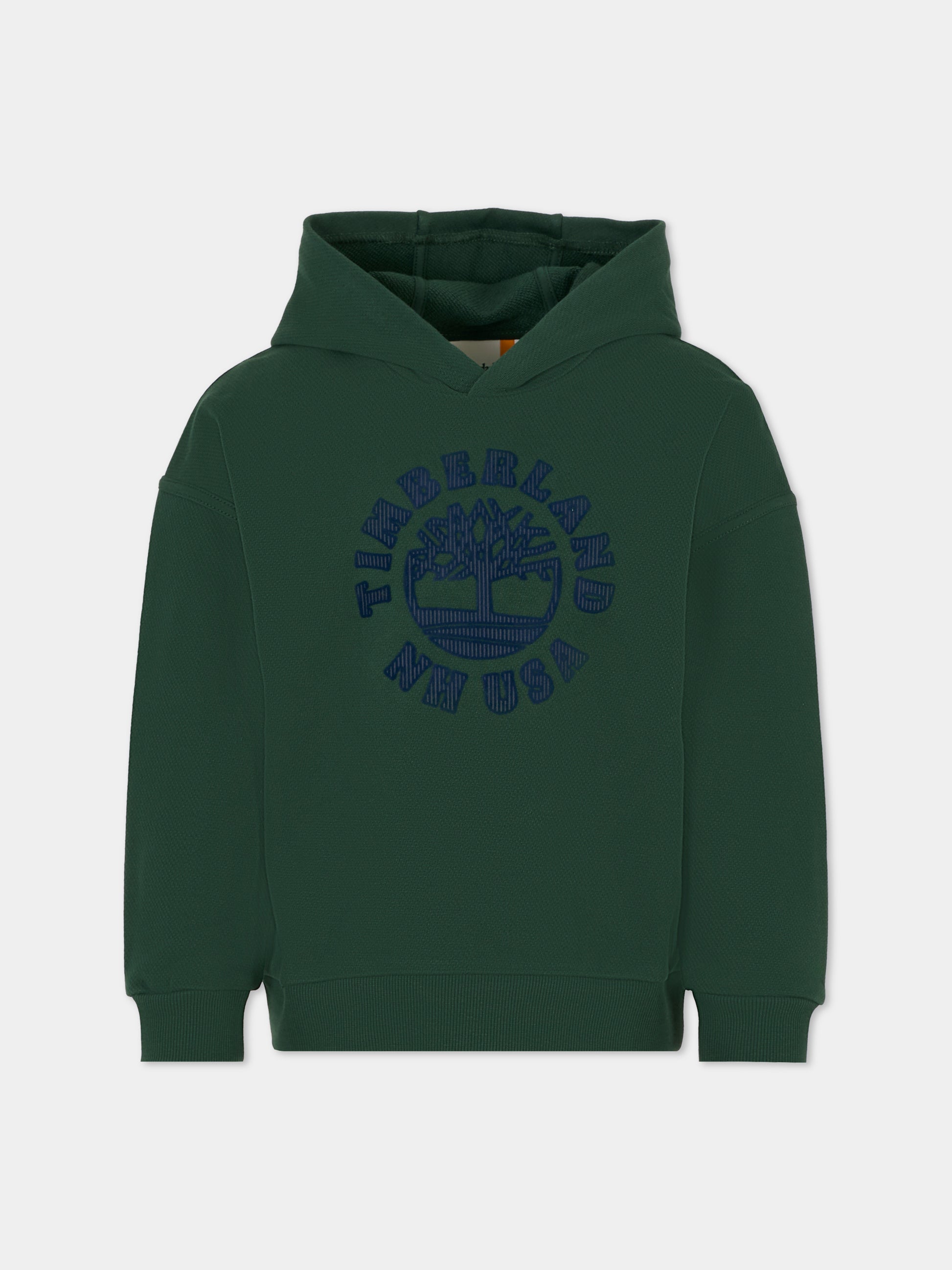 Felpa verde per bambino con logo,Timberland,T60548 672