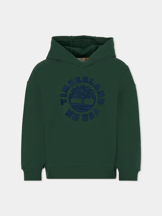 Felpa verde per bambino con logo,Timberland,T60548 672