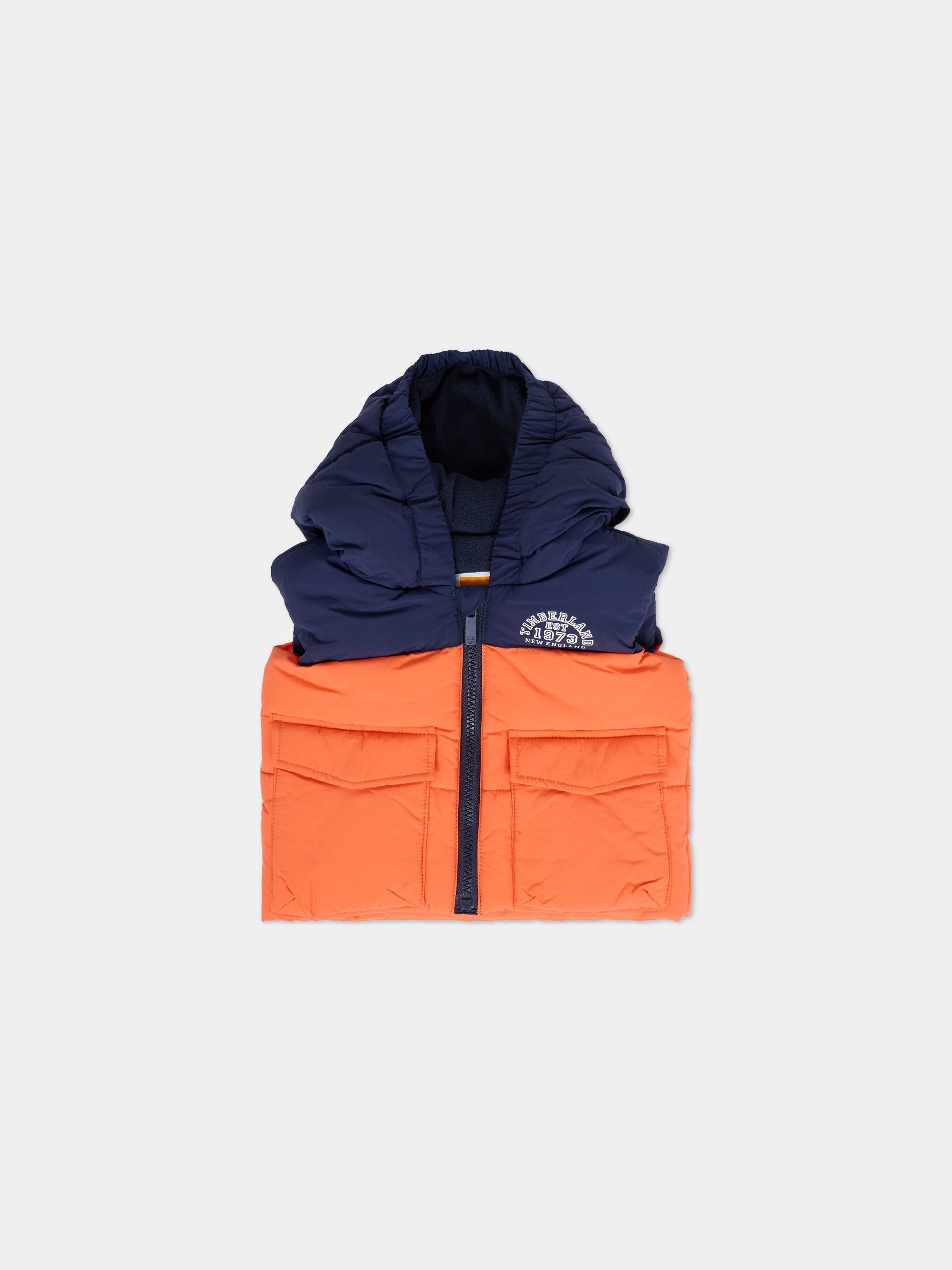 Gilet arancione per neonato con logo,Timberland,T60585 43F