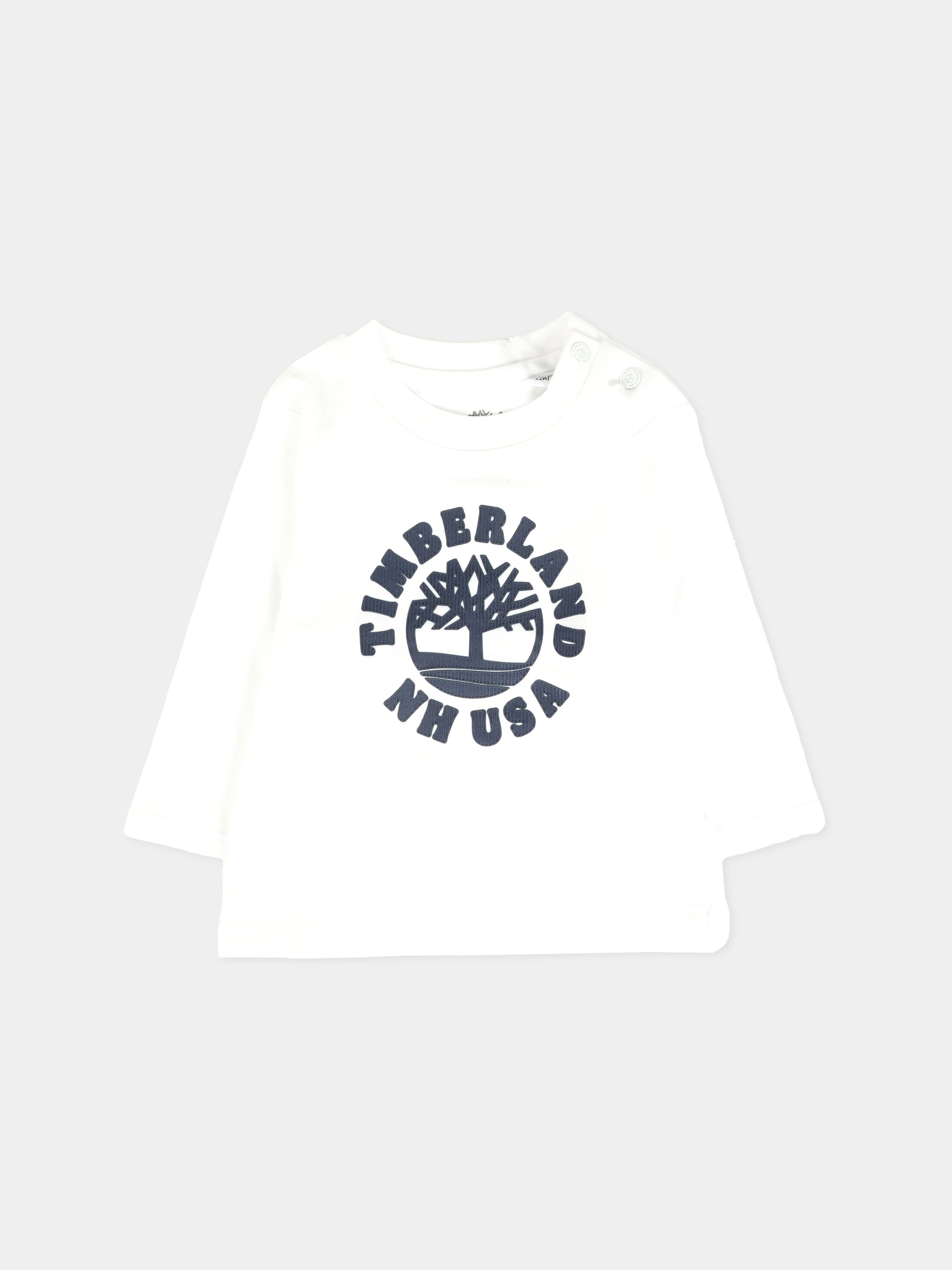 T-shirt bianca per neonato con logo,Timberland,T60589 10P