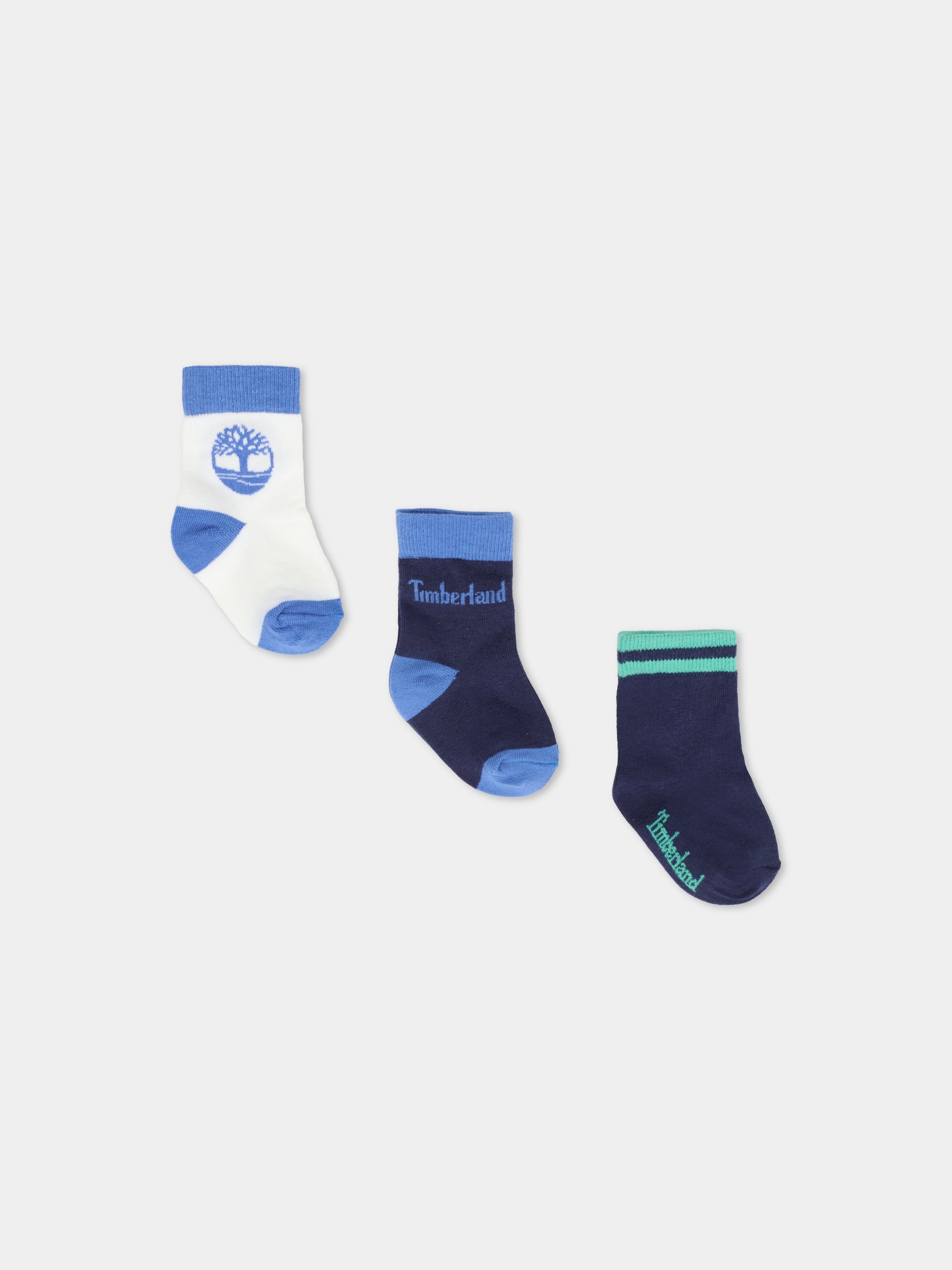 Set calze blu per neonato con logo,Timberland,T60740 85T