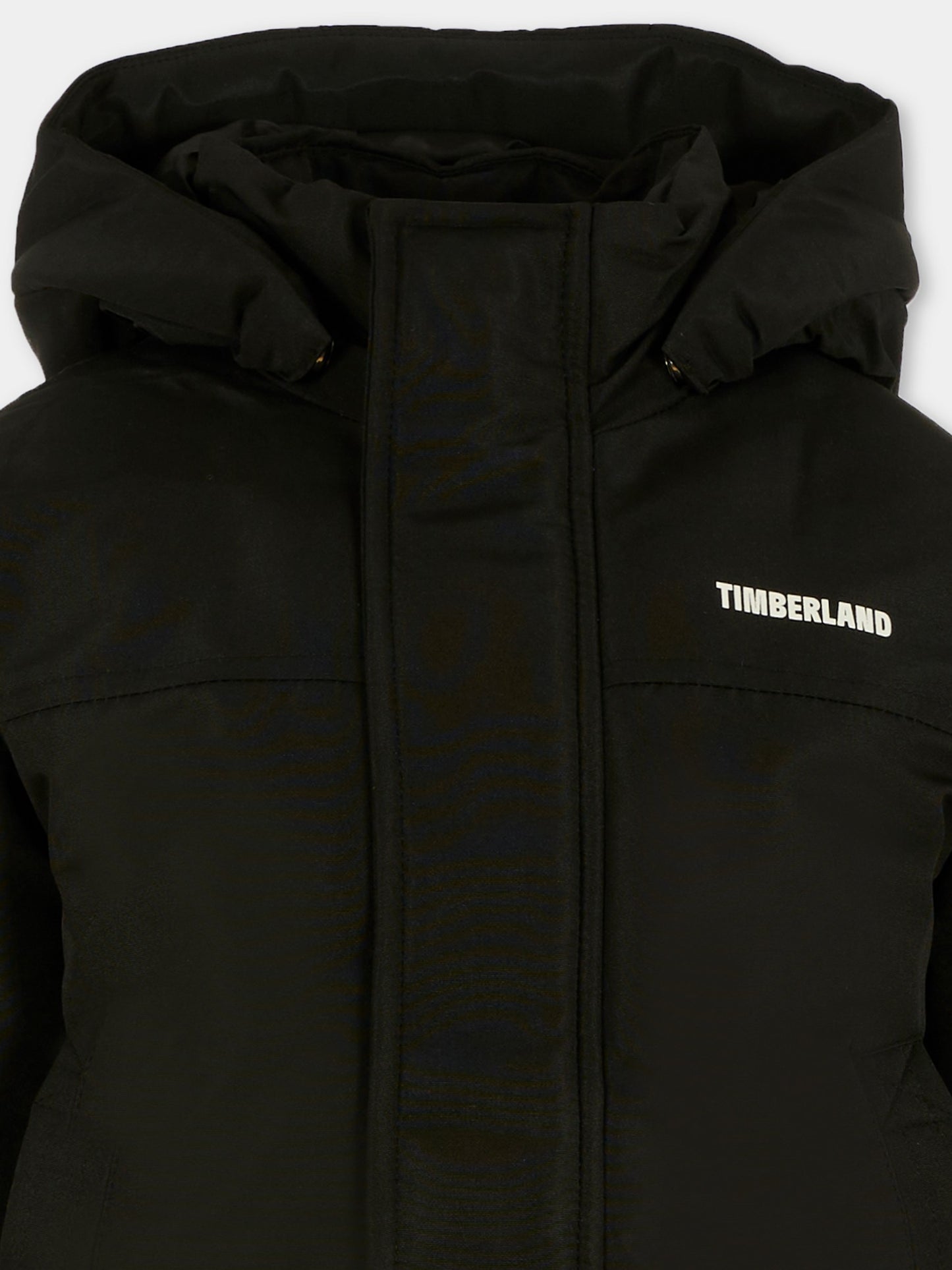 Piumino nero per bambino con logo,Timberland,T60766 09B