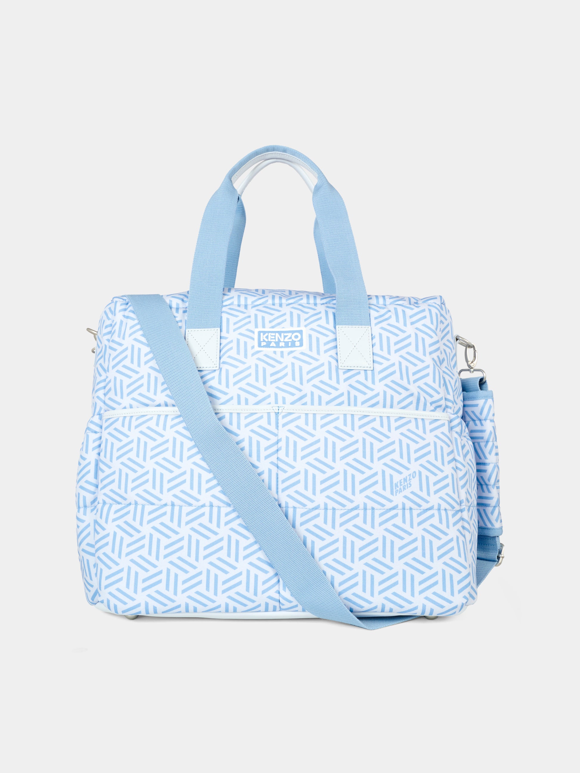 Borsa mamma blu per neonato con motivo geometrico,Kenzo Kids,K61210 771