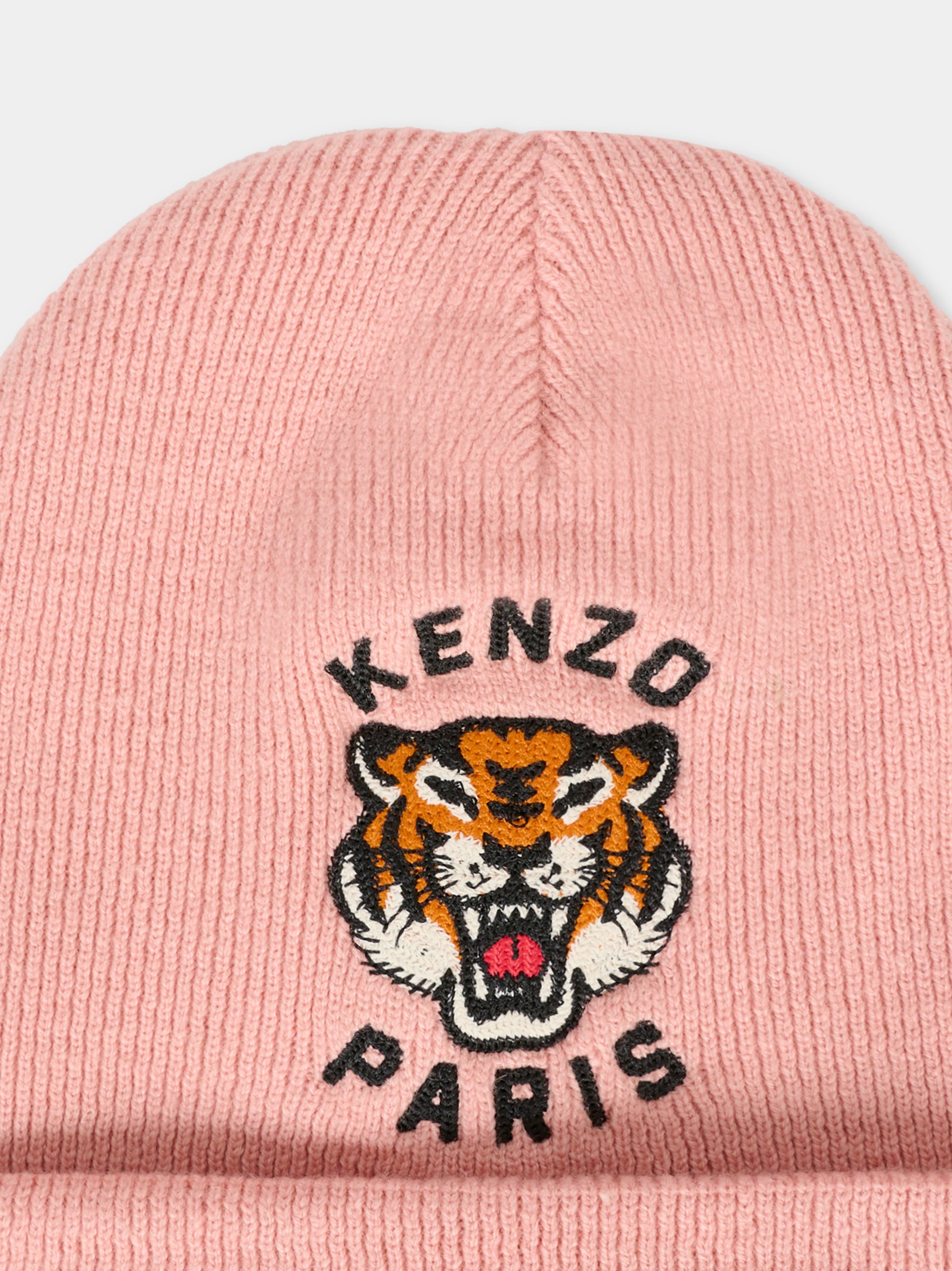 Berretto rosa per bambina con Lucky Tiger,Kenzo Kids,K61216 47H
