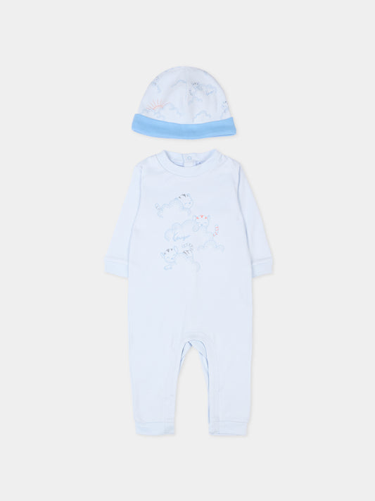 Set tutina azzurra per neonato con tigre,Kenzo Kids,K61245 771