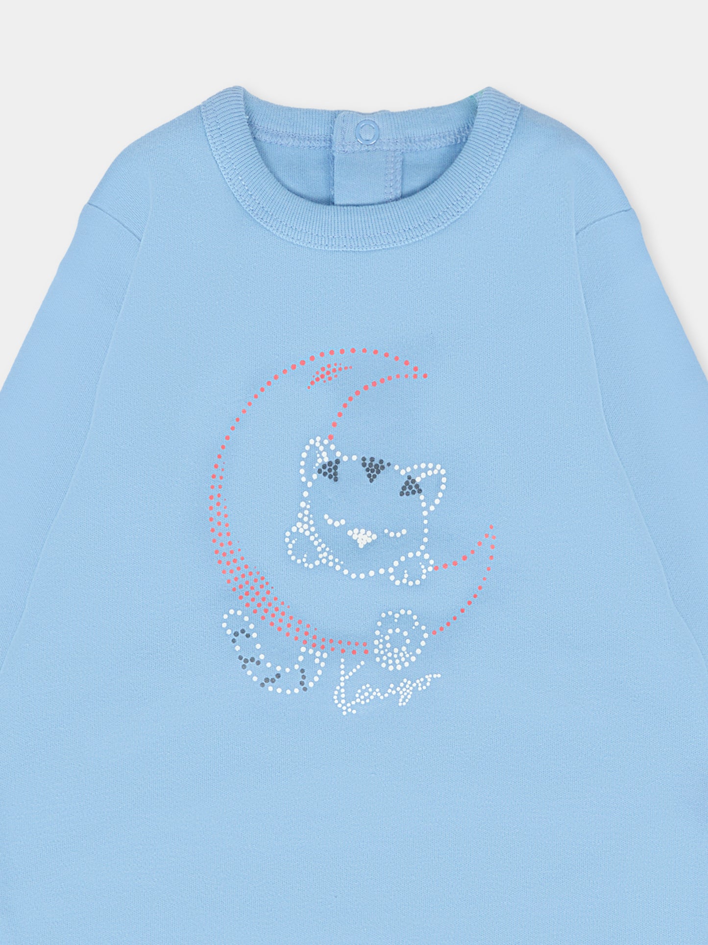 Tutina blu per neonato con tigre e luna,Kenzo Kids,K61250 77A