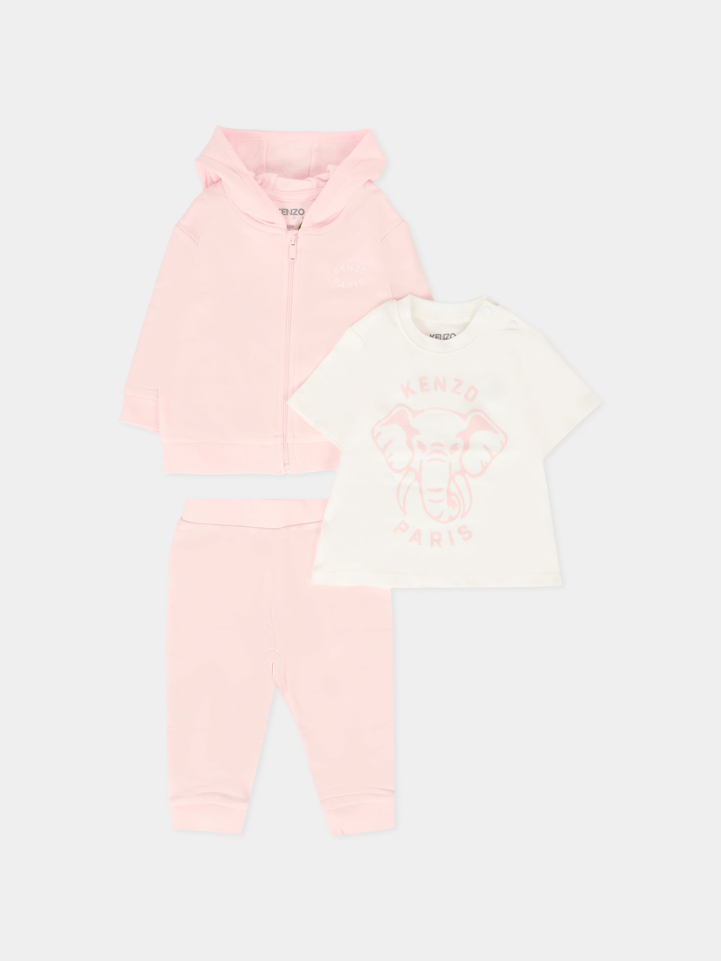 Completo rosa per neonata con elefante,Kenzo Kids,K61252 46T