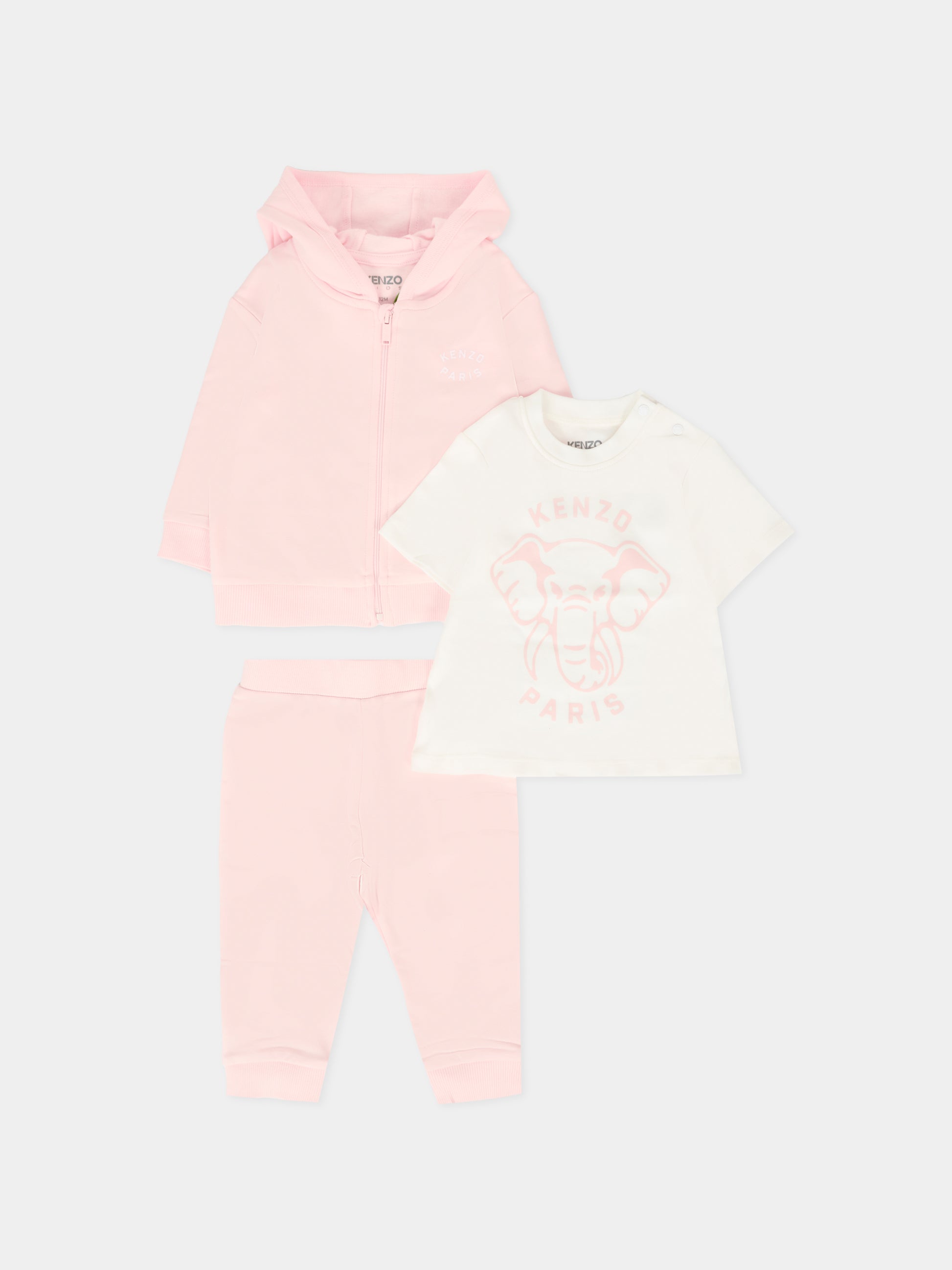 Completo rosa per neonata con elefante,Kenzo Kids,K61252 46T