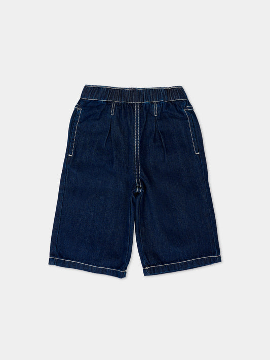 Jeans denim per neonata con papevero,Kenzo Kids,K61262 Z35