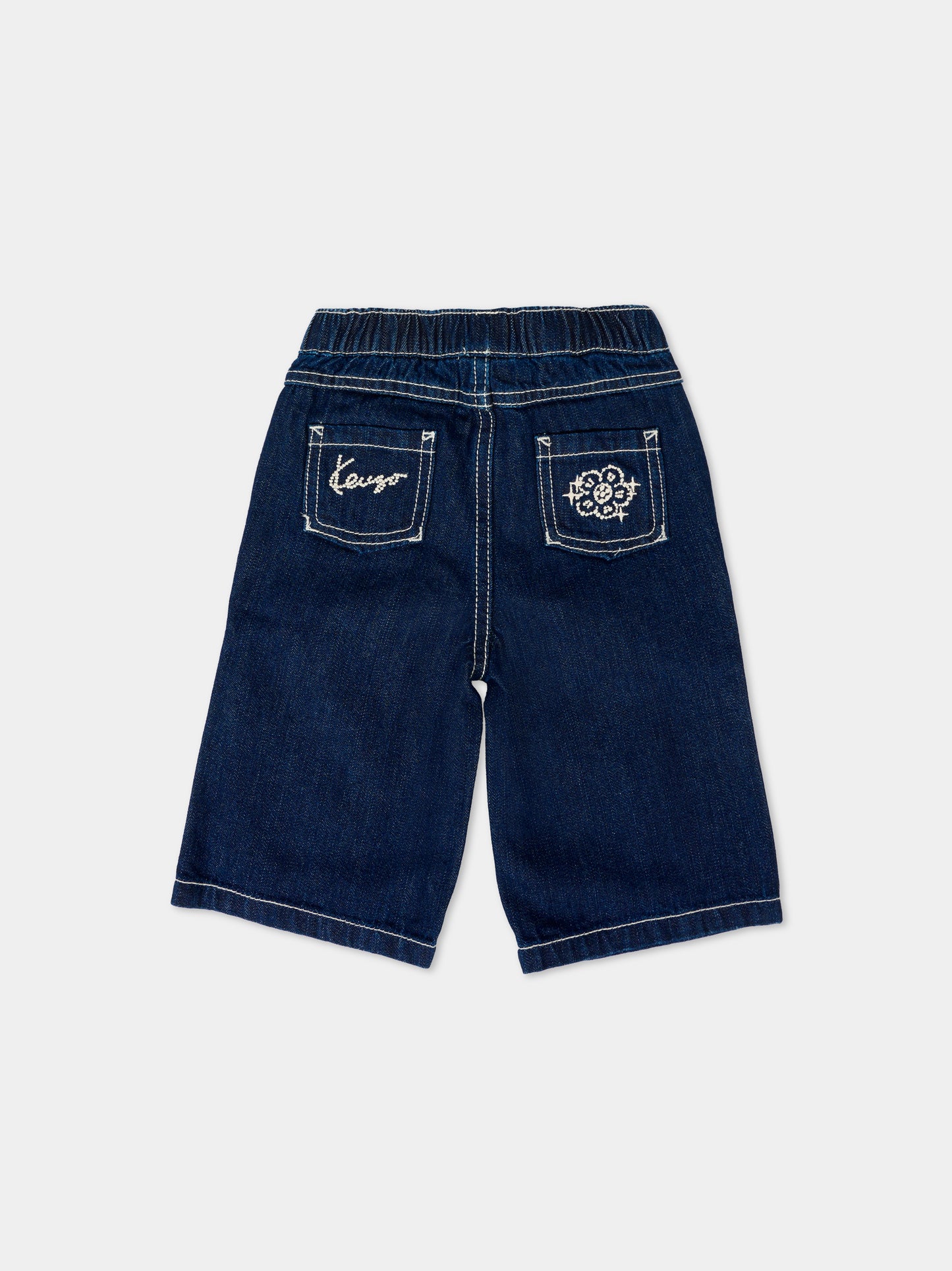 Jeans denim per neonata con papevero,Kenzo Kids,K61262 Z35
