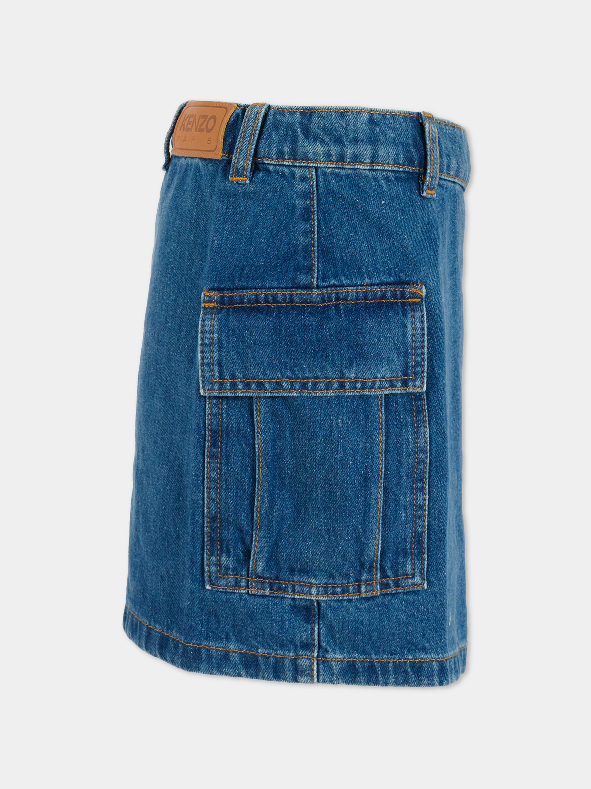 Gonna denim per bambina con logo,Kenzo Kids,K61319 Z27