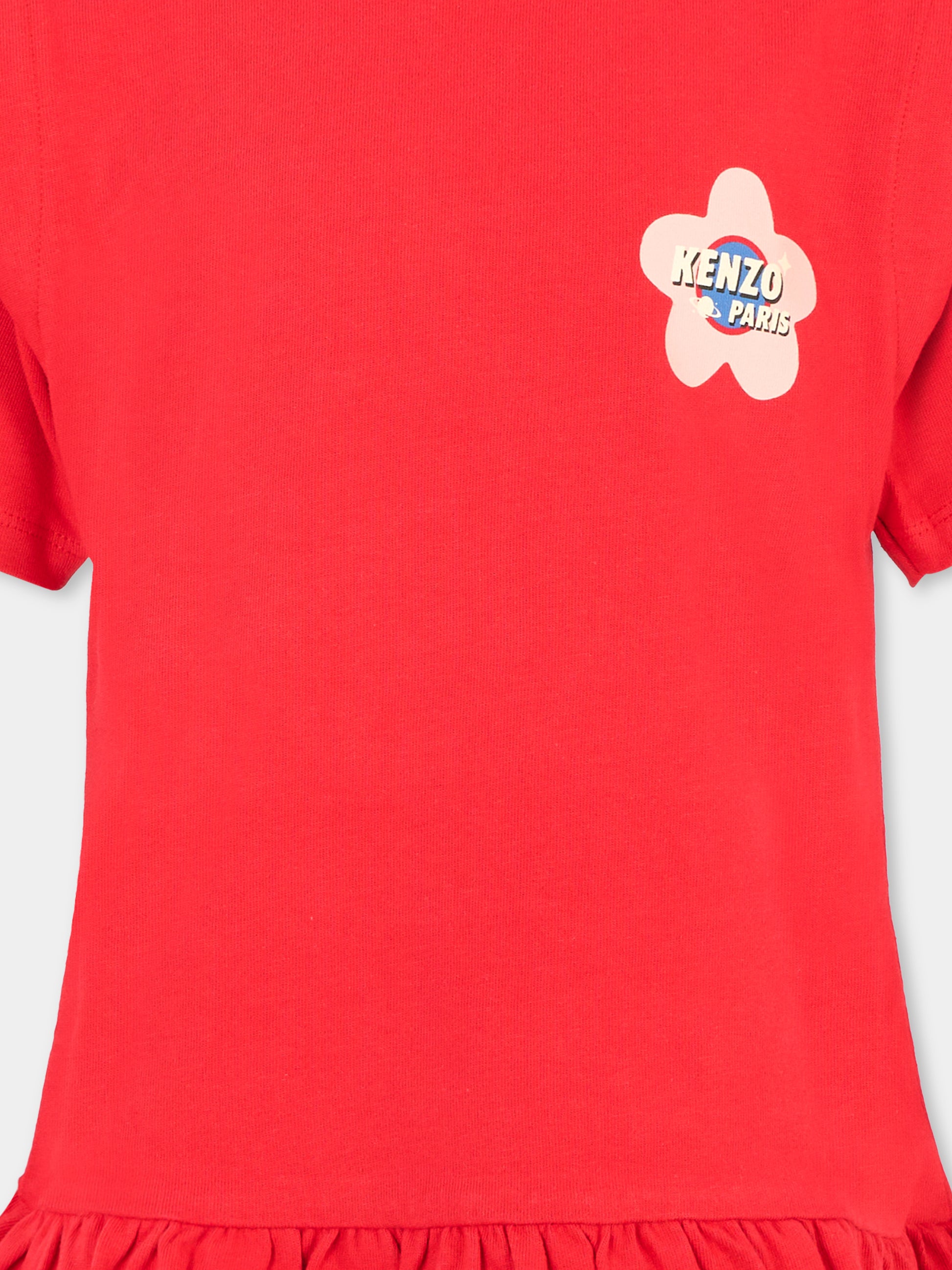 Vestito rosso per bambina con logo,Kenzo Kids,K61345 968