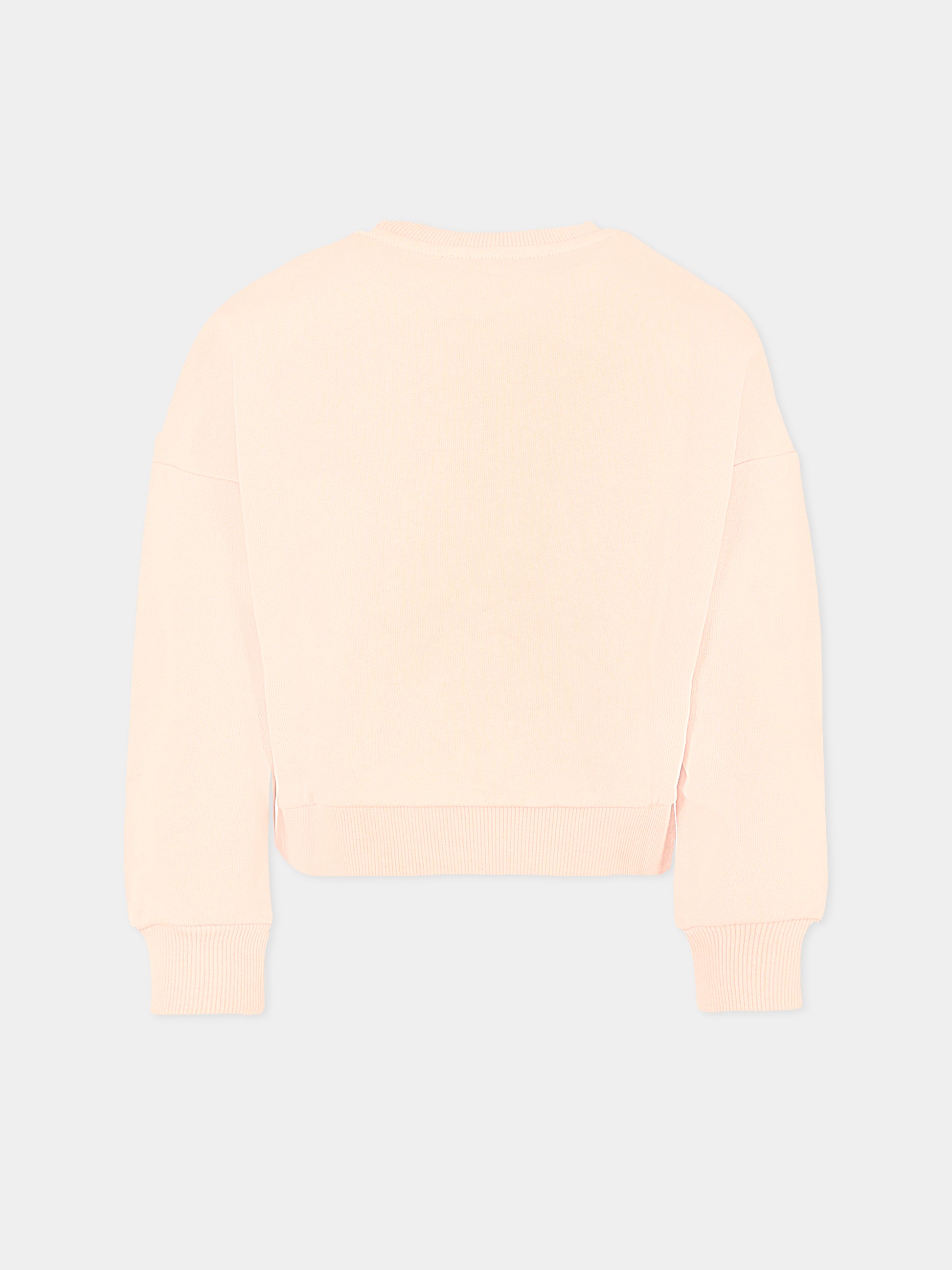 Felpa rosa per bambina con papavero,Kenzo Kids,K61378 47H