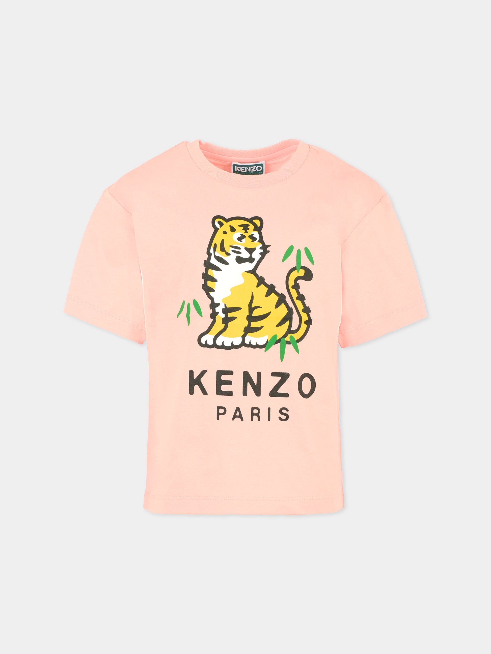 T-shirt rosa per bambina con Kotora,Kenzo Kids,K61379 47H