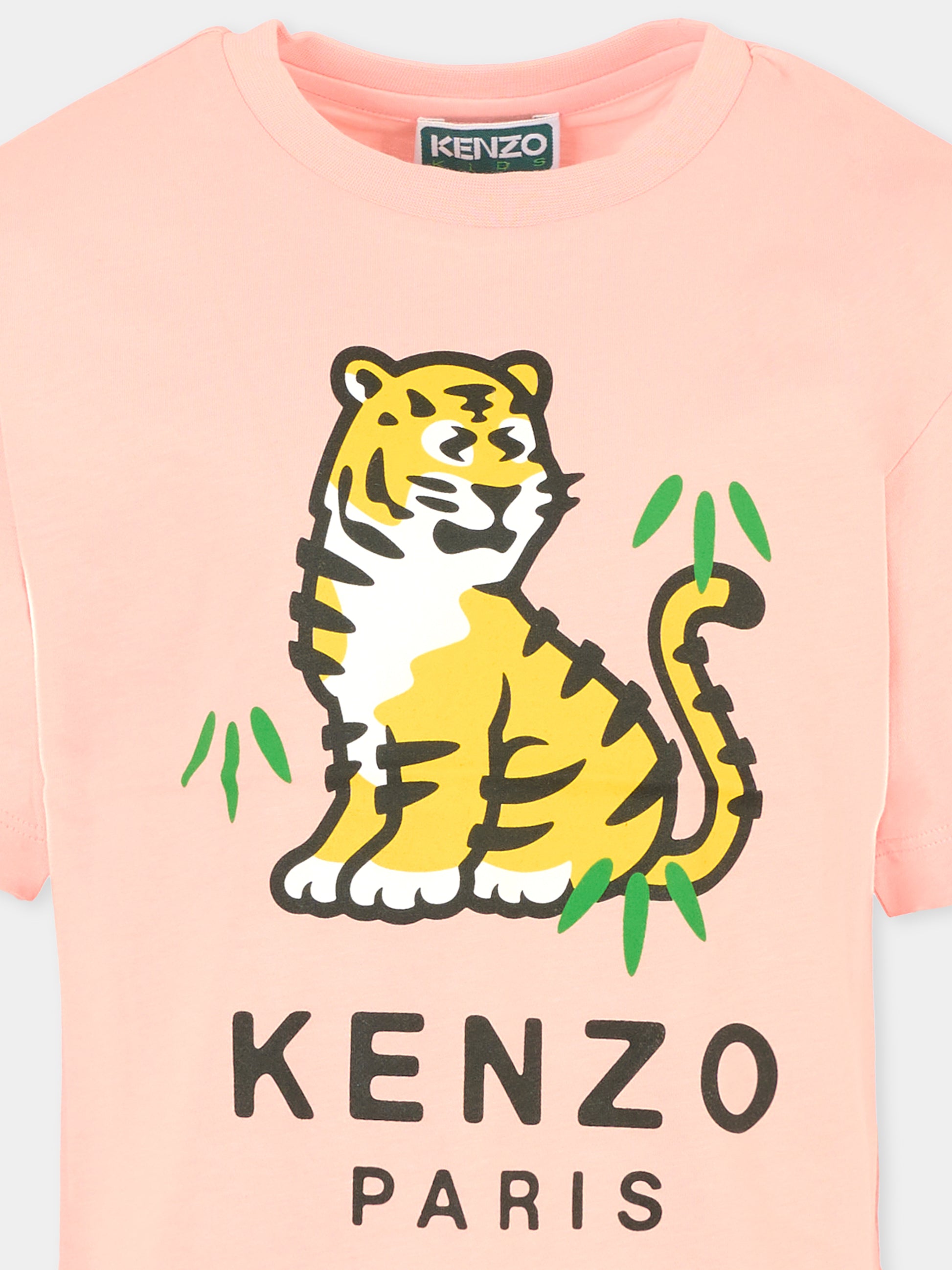 T-shirt rosa per bambina con Kotora,Kenzo Kids,K61379 47H