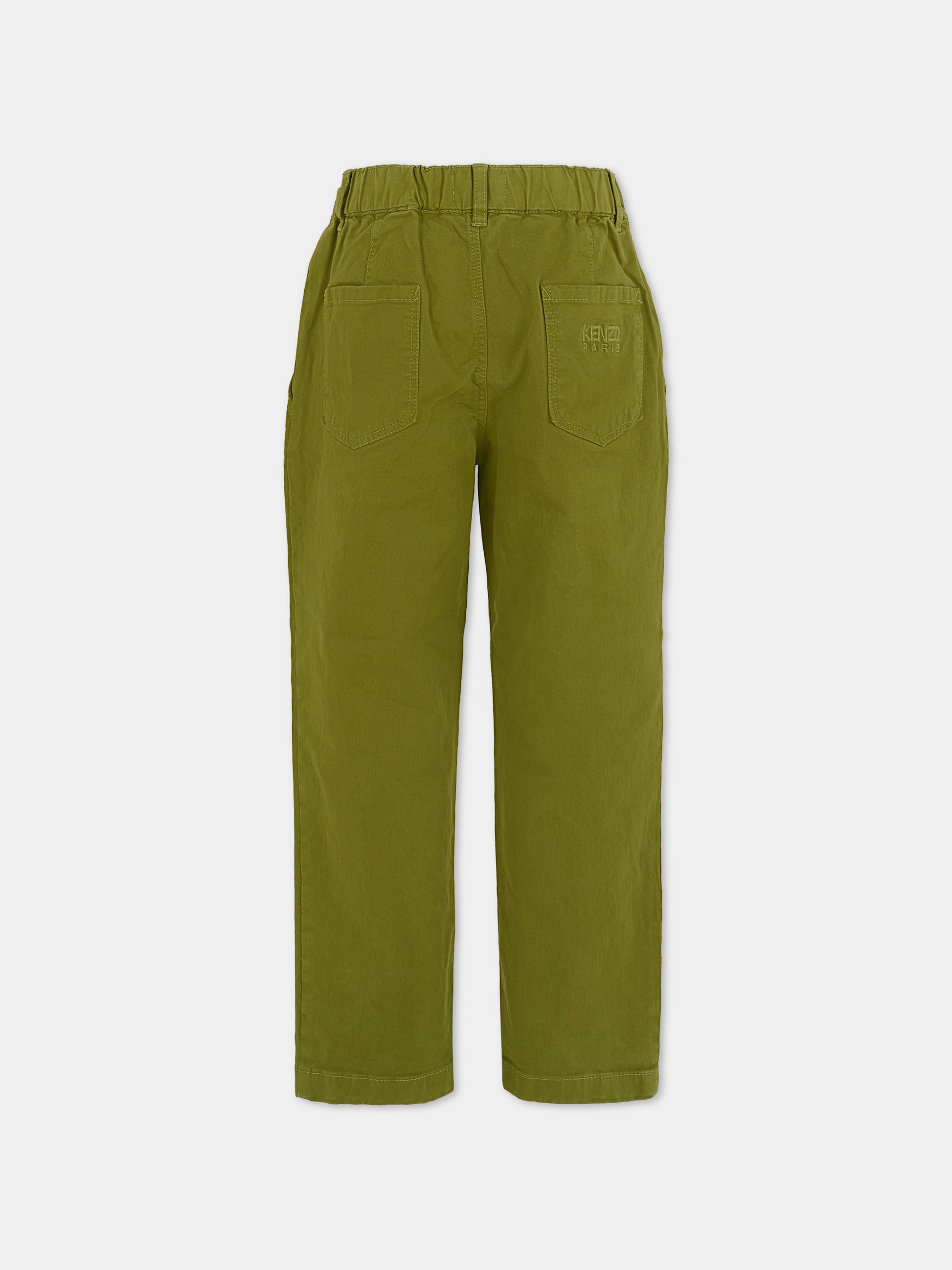 Pantaloni verdi per bambino con logo,Kenzo Kids,K61439 64T