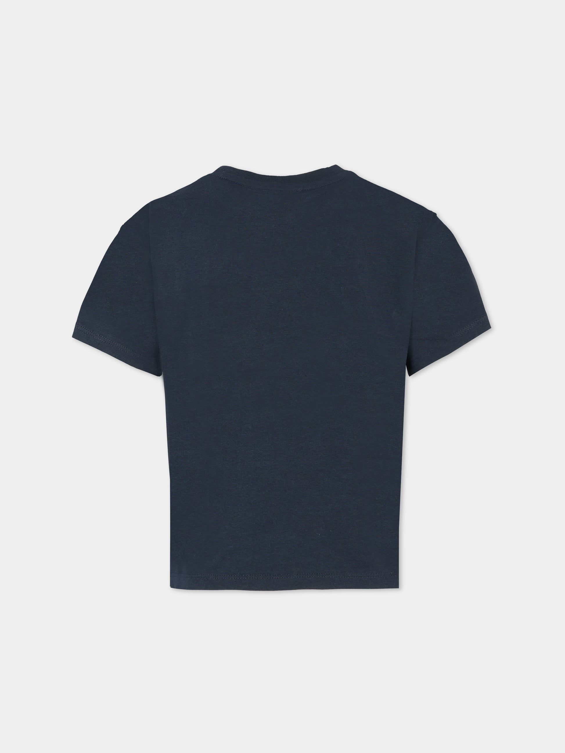 T-shirt blu per bambino con elefante,Kenzo Kids,K61446 845