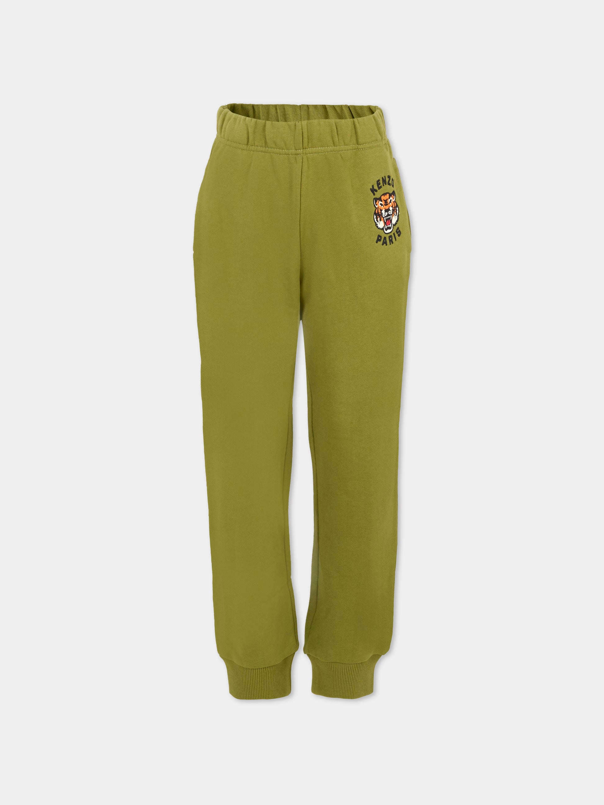 Pantaloni verdi per bambino con Lucky Tiger,Kenzo Kids,K61455 64T